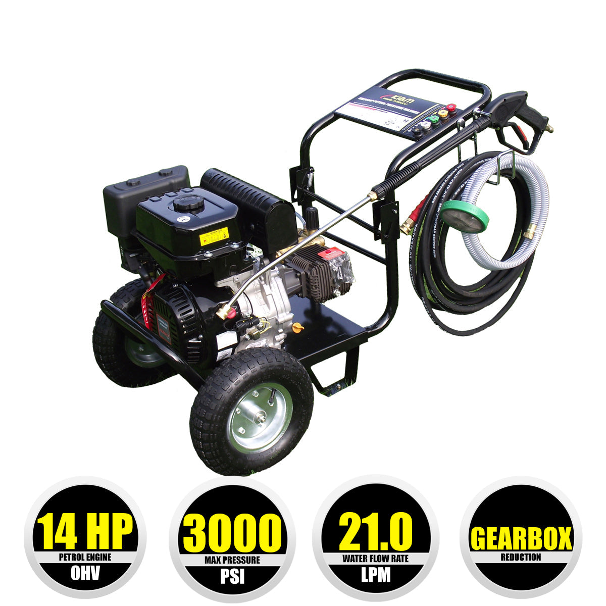 Kiam Petrol Pressure Washer, 14hp Engine, 21 Litres per minute, 3700PSI