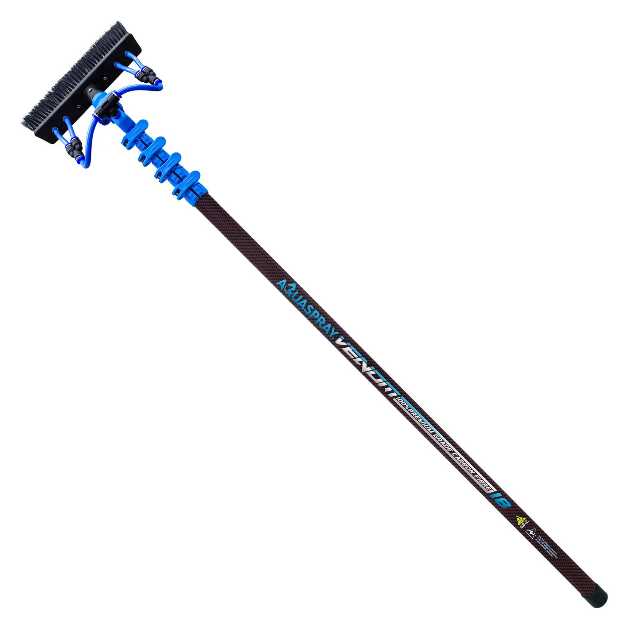 Aquaspray Venom 18ft Kevlar Insulated 100% Carbon Fibre Waterfed Window Cleaning Pole 4-Section - detail view