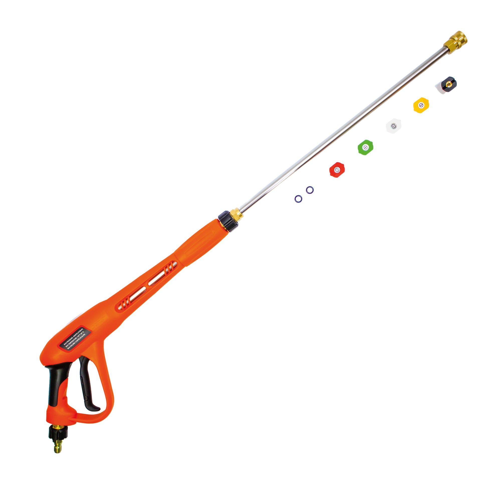 Hi-Vis Orange Heavy Duty Industrial High Pressure Trigger Gun & nozzle Kit
