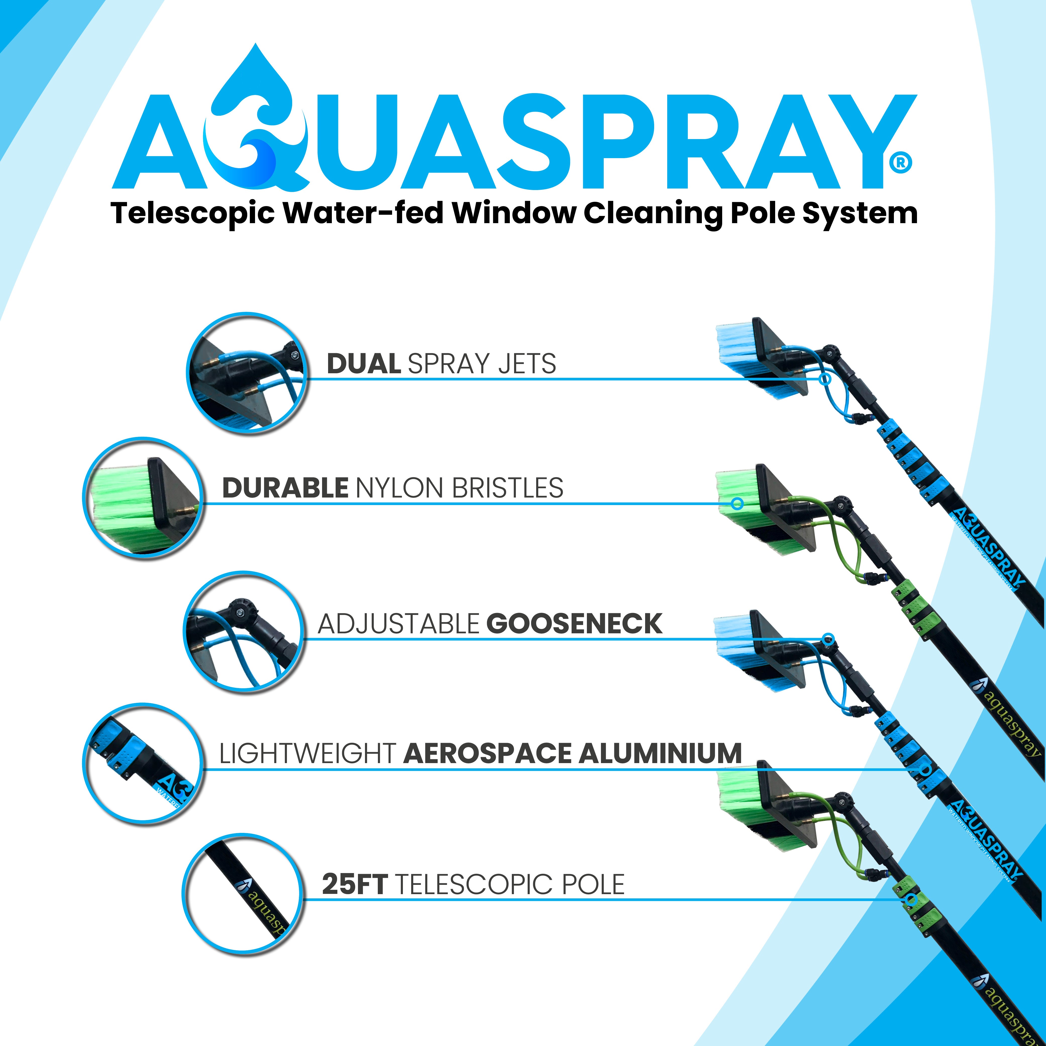 Aquaspray® 25ft Water-fed Telescopic Window Cleaning Pole