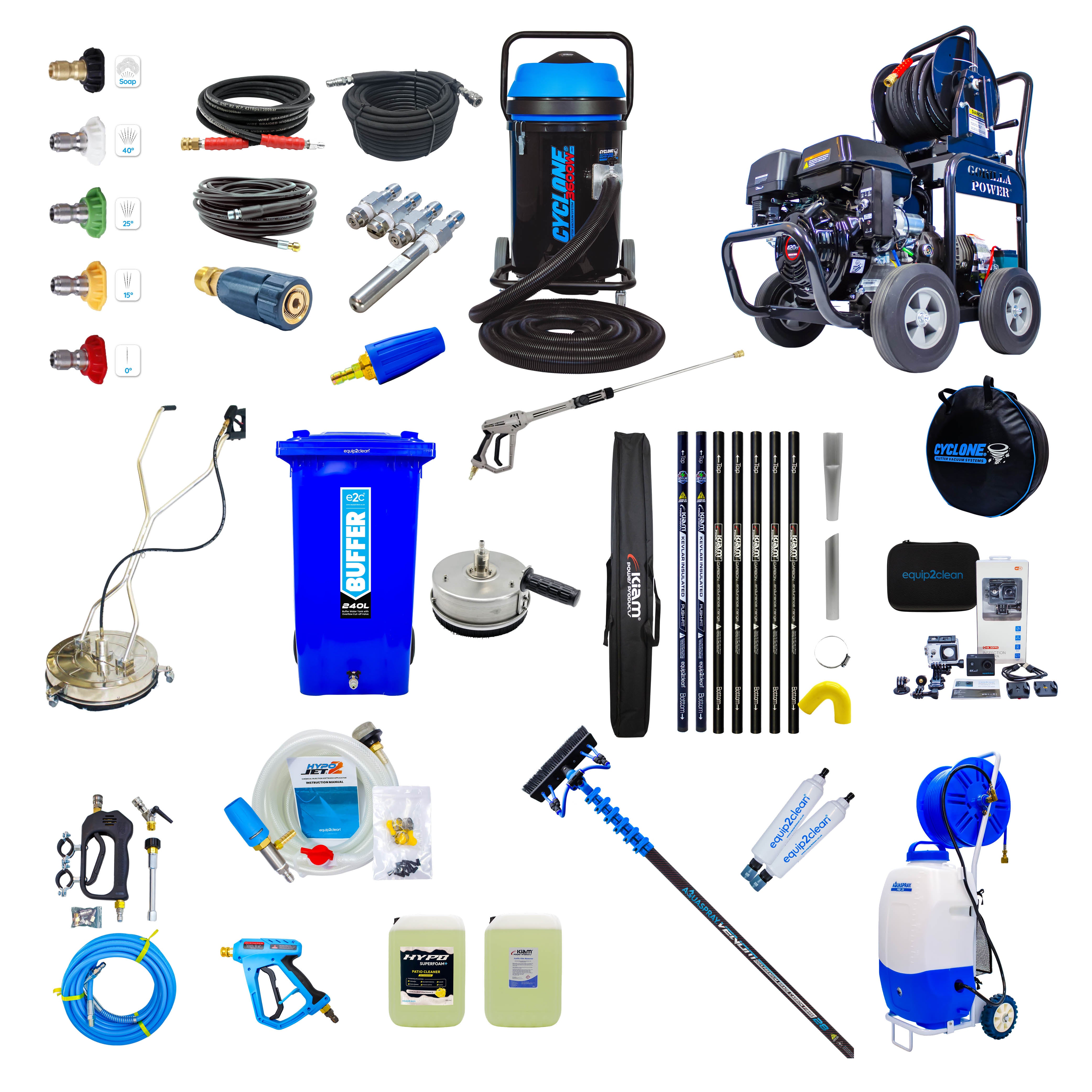 SILVER Exterior Cleaning Business Start-Up Package - Pressure washing, Gutter, Window, Roof cleaning equipment - rear view