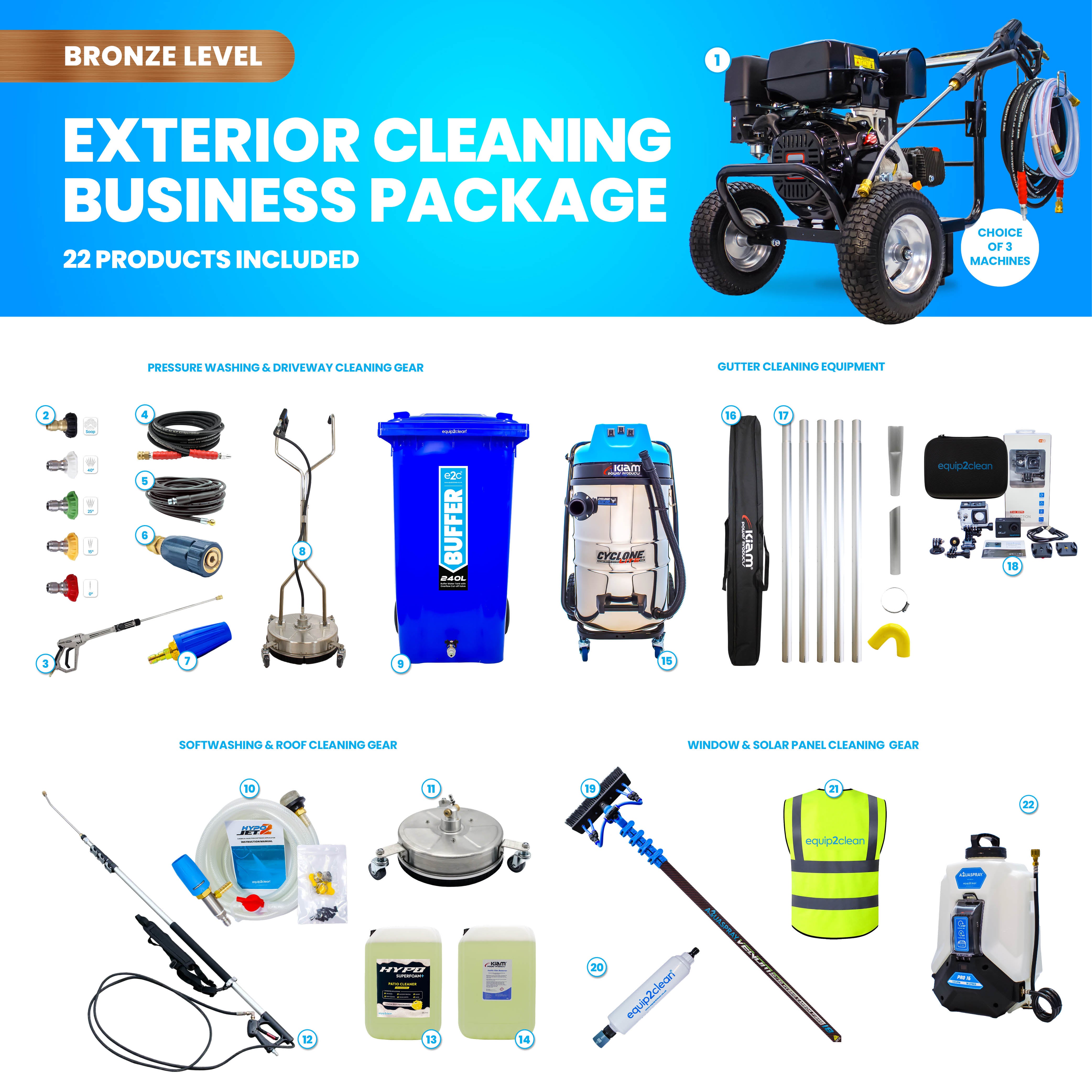 BRONZE Exterior Cleaning Business Start-Up Package - Pressure Washing, Gutter, Window, Roof Cleaning Equipment