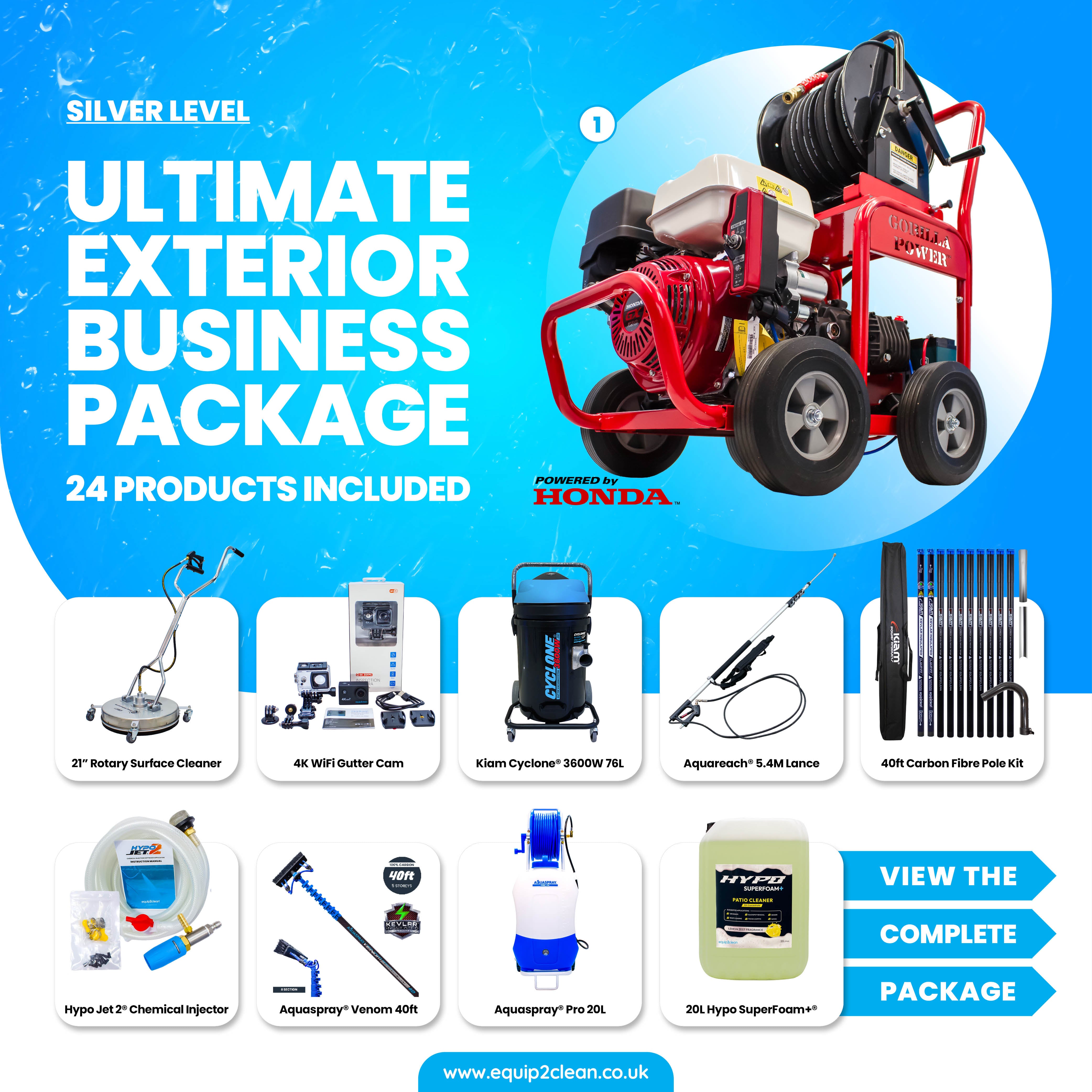 Silver - Ultimate Honda Exterior Business Start-Up Package - Pressure washing, Gutter, Window, Roof cleaning equipment - a...