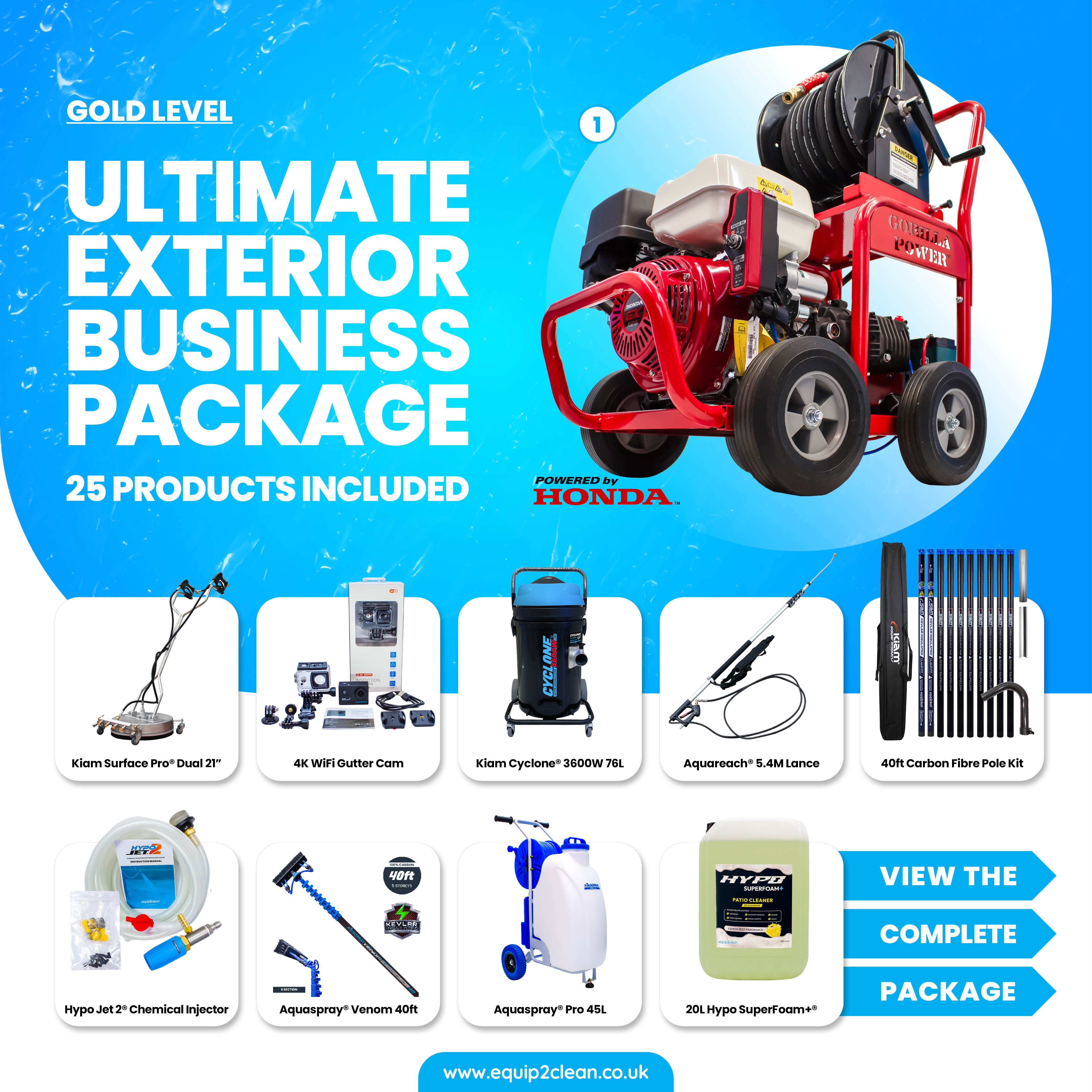 Gold - Ultimate Honda Exterior Business Start-Up Package - Pressure washing, Gutter, Window, Roof cleaning equipment - add...