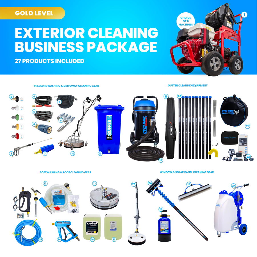 GOLD Exterior Cleaning Business Start-Up Package - Pressure washing, Gutter, Window, Roof cleaning equipment