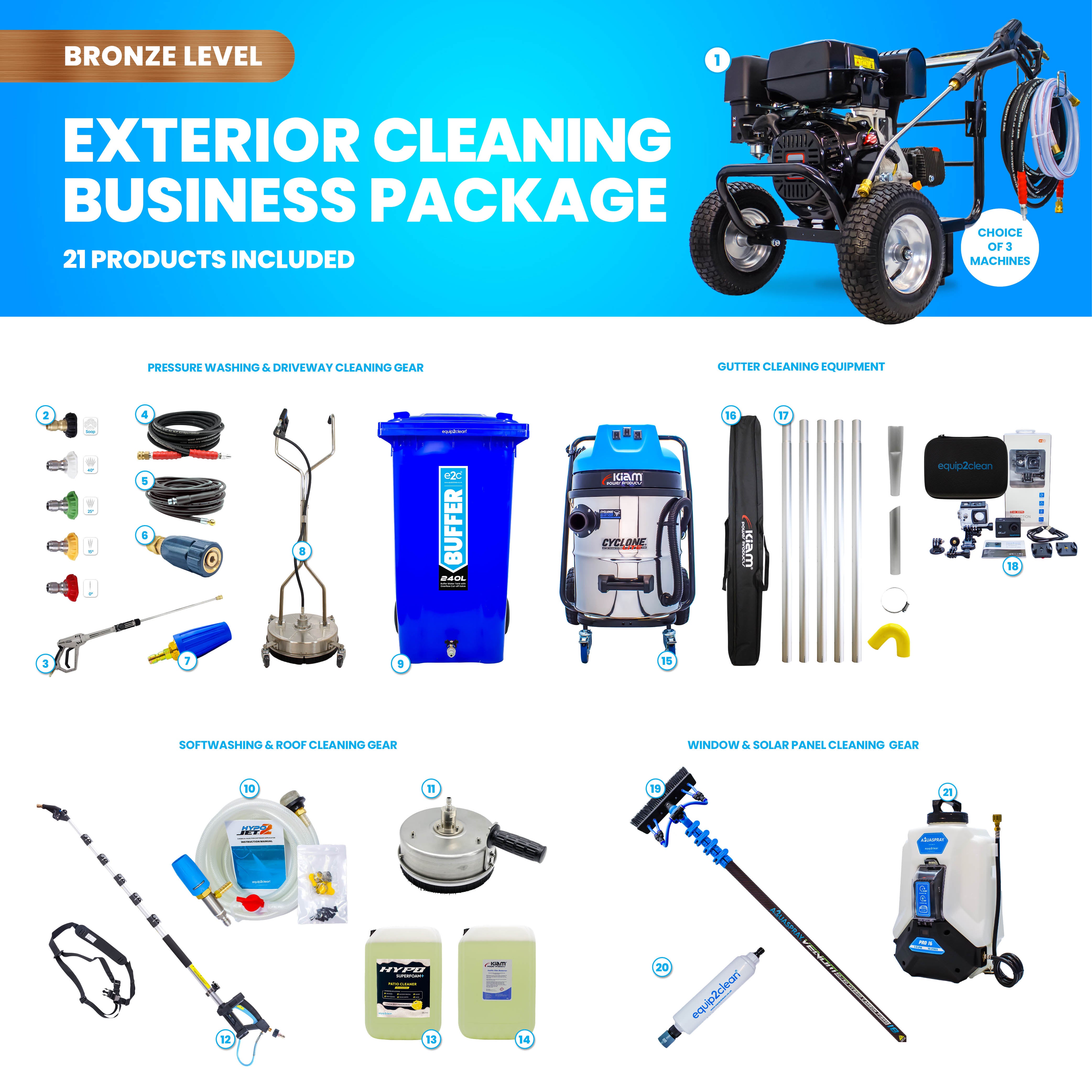 BRONZE Exterior Cleaning Business Start-Up Package - Pressure Washing, Gutter, Window, Roof Cleaning Equipment