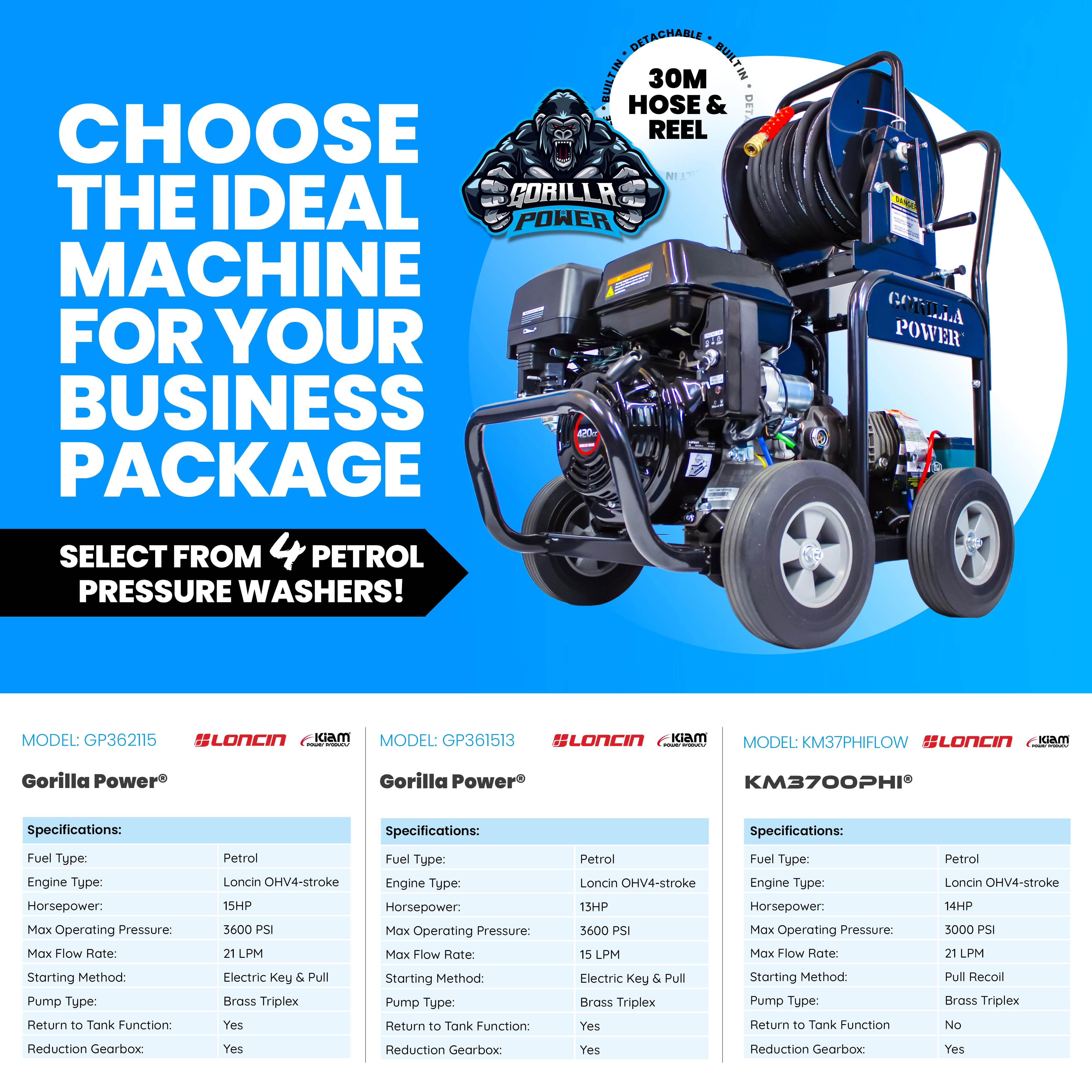SILVER Exterior Cleaning Business Start-Up Package - Pressure washing, Gutter, Window, Roof cleaning equipment - dimensions
