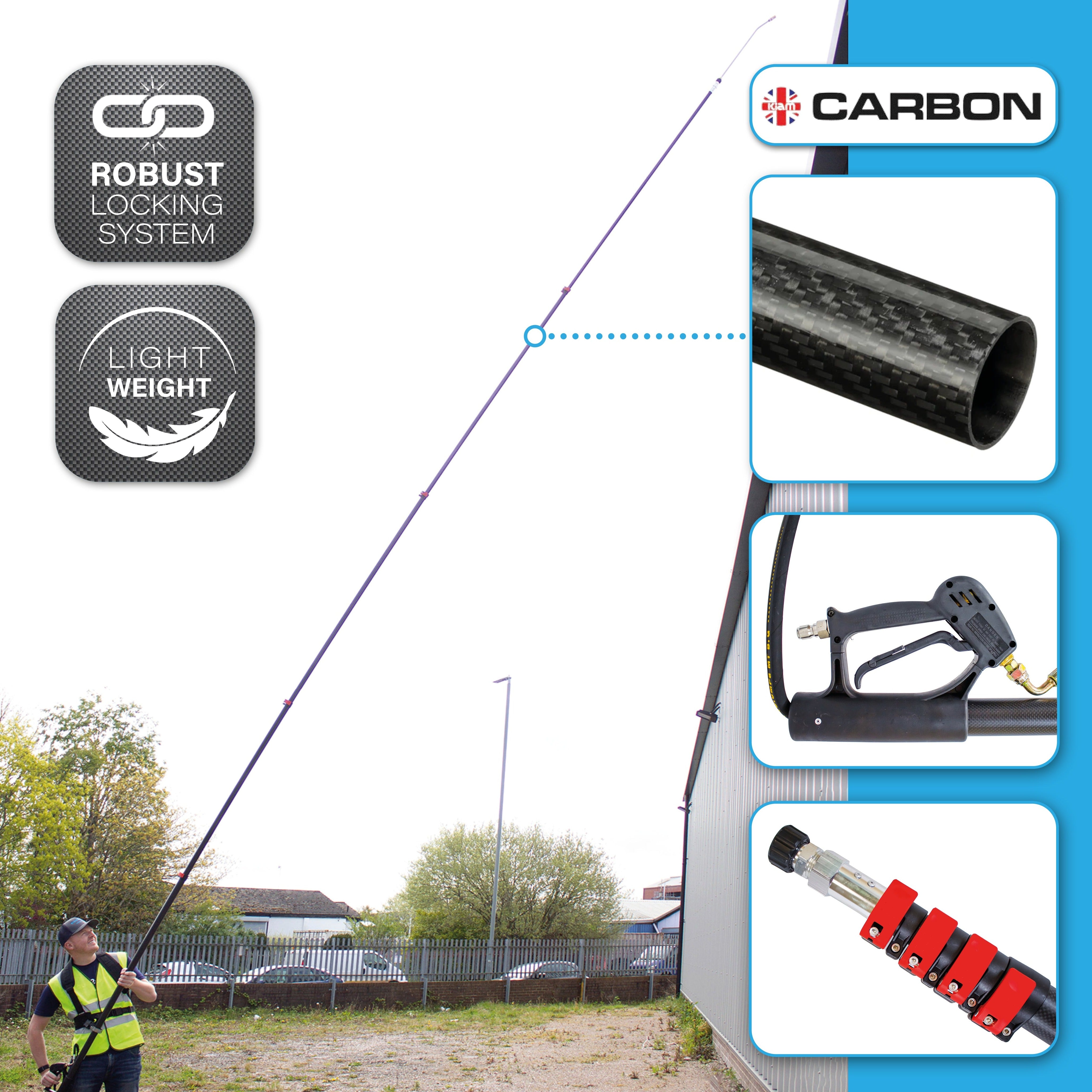 GRADE A Carbon Reach 5.4 Metre Telescopic Carbon Fibre Lance