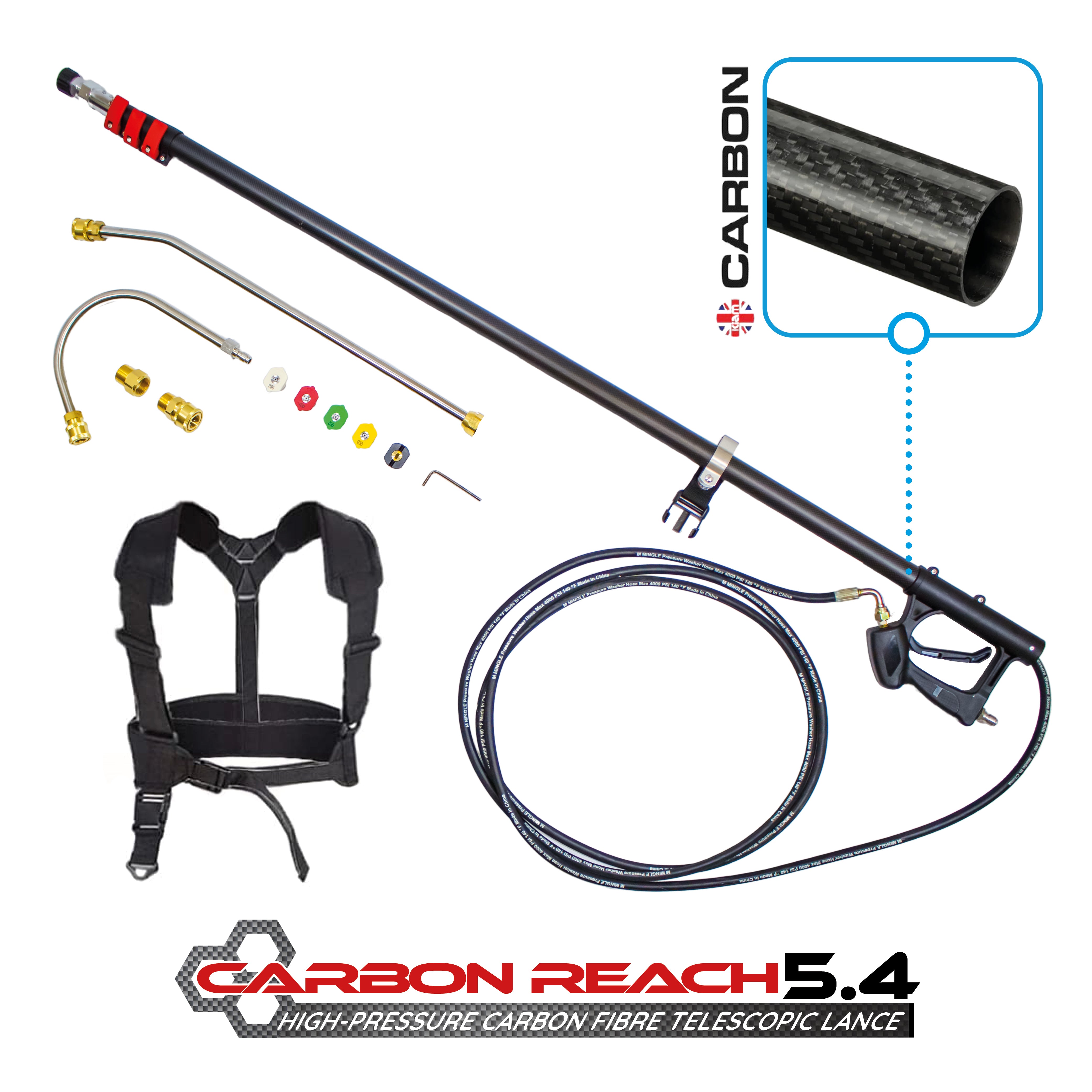 GRADE A Carbon Reach 5.4 Metre Telescopic Carbon Fibre Lance
