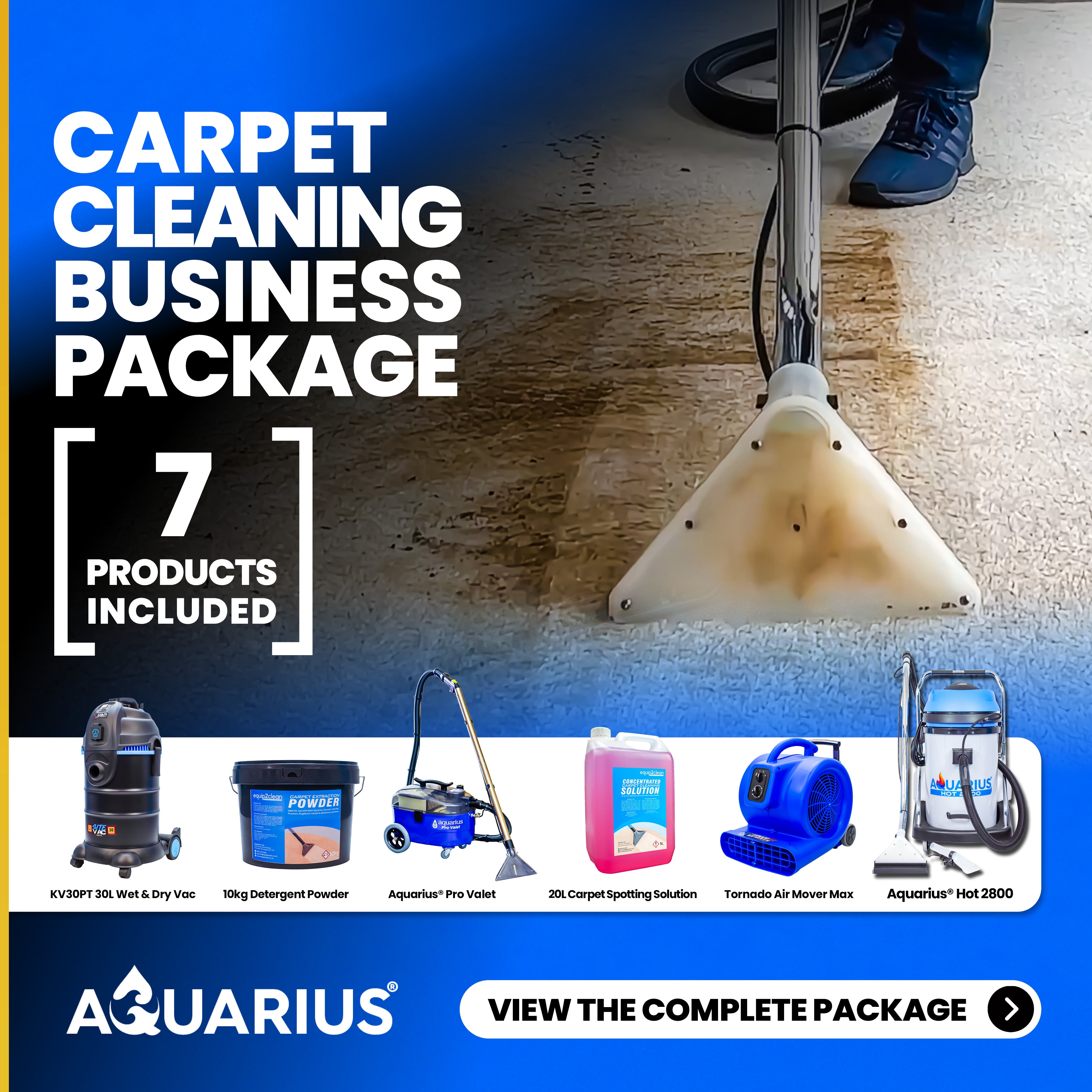 Gold Professional Carpet & Upholstery Cleaning Equipment Business Start-Up Package (Aquarius Hot 2800)