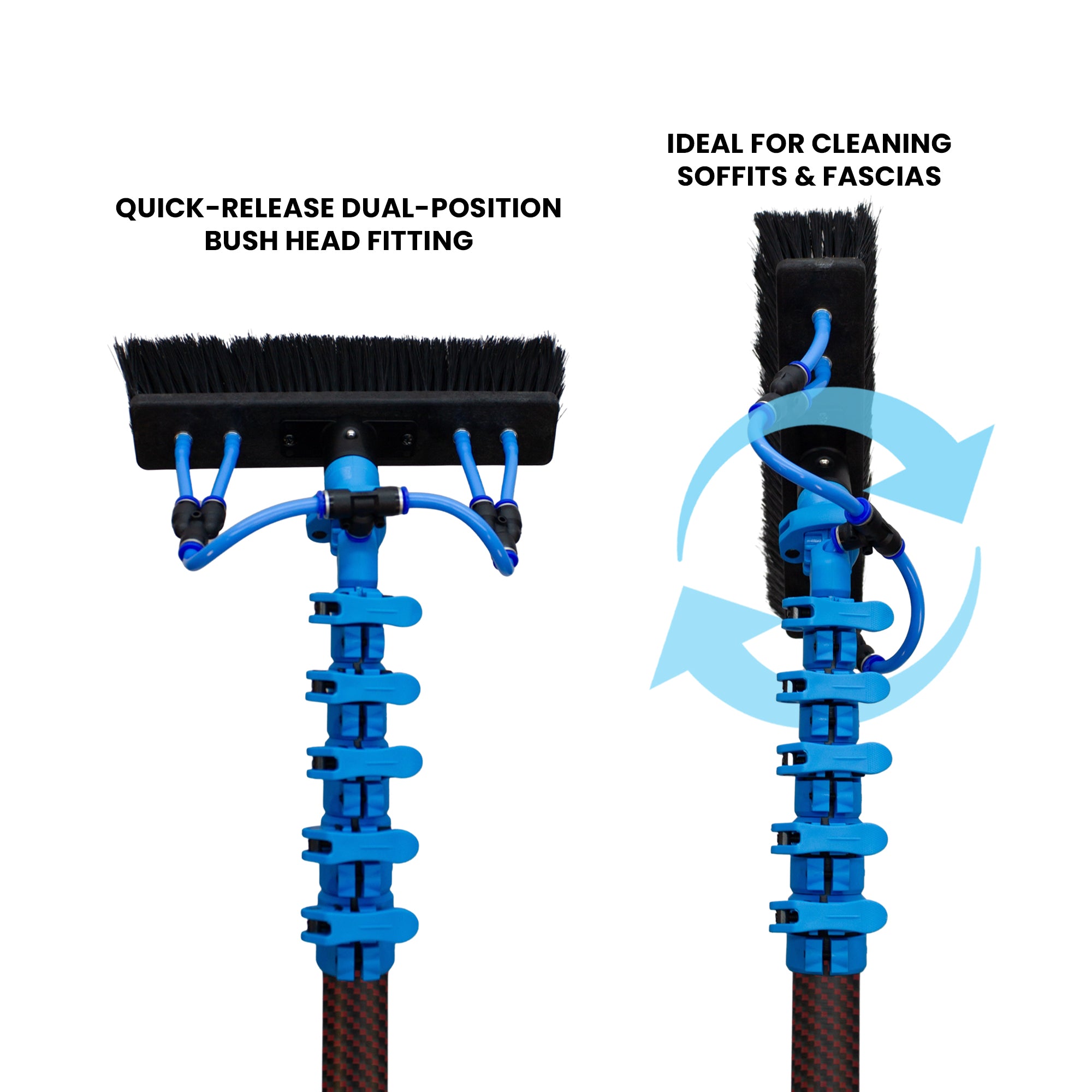 Aquaspray® Venom 25ft Kevlar Insulated Hybrid 70% Carbon, 30% Fiberglass Waterfed Window Cleaning Pole – 5 Sections