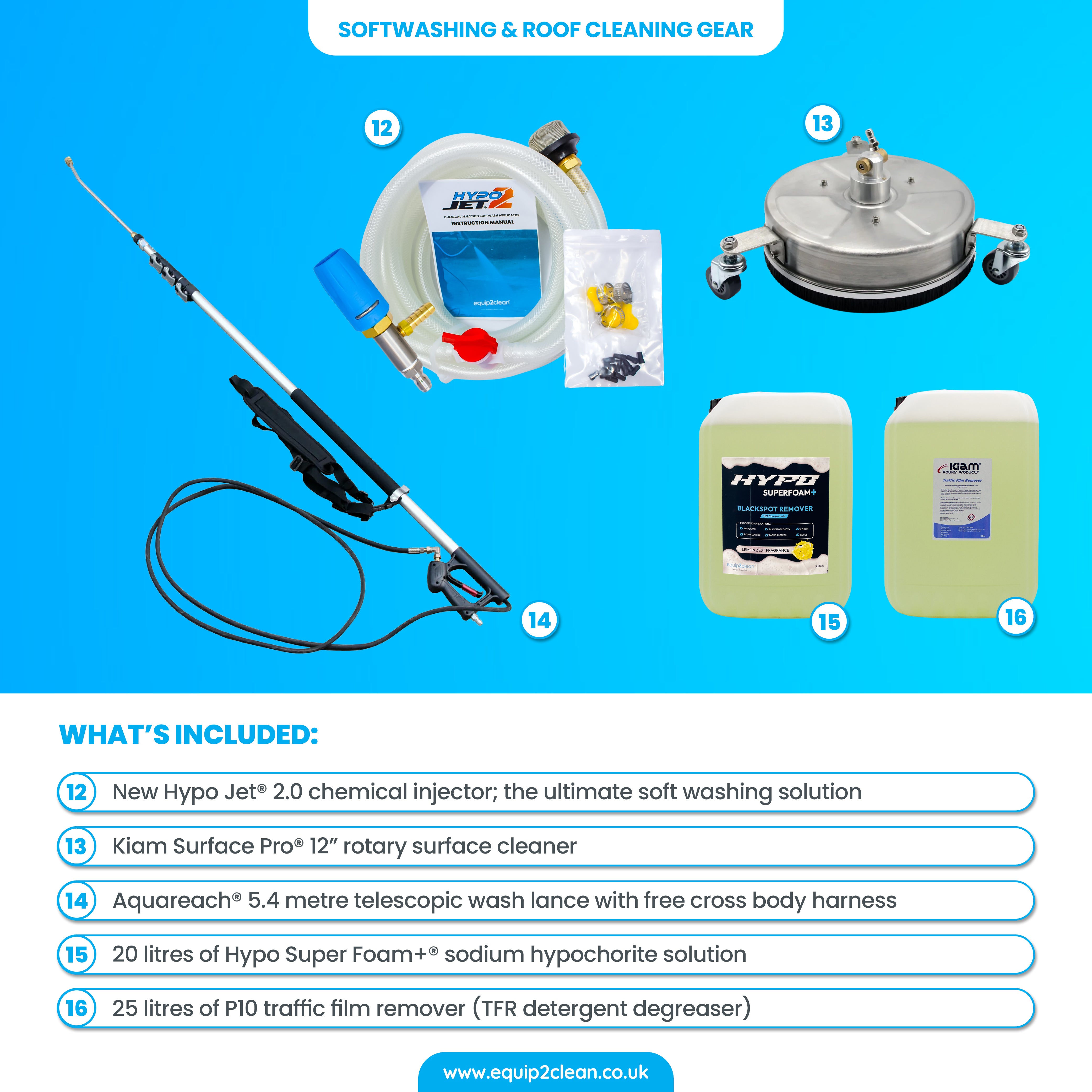 GOLD Exterior Cleaning Business Start-Up Package - Pressure washing, Gutter, Window, Roof cleaning equipment