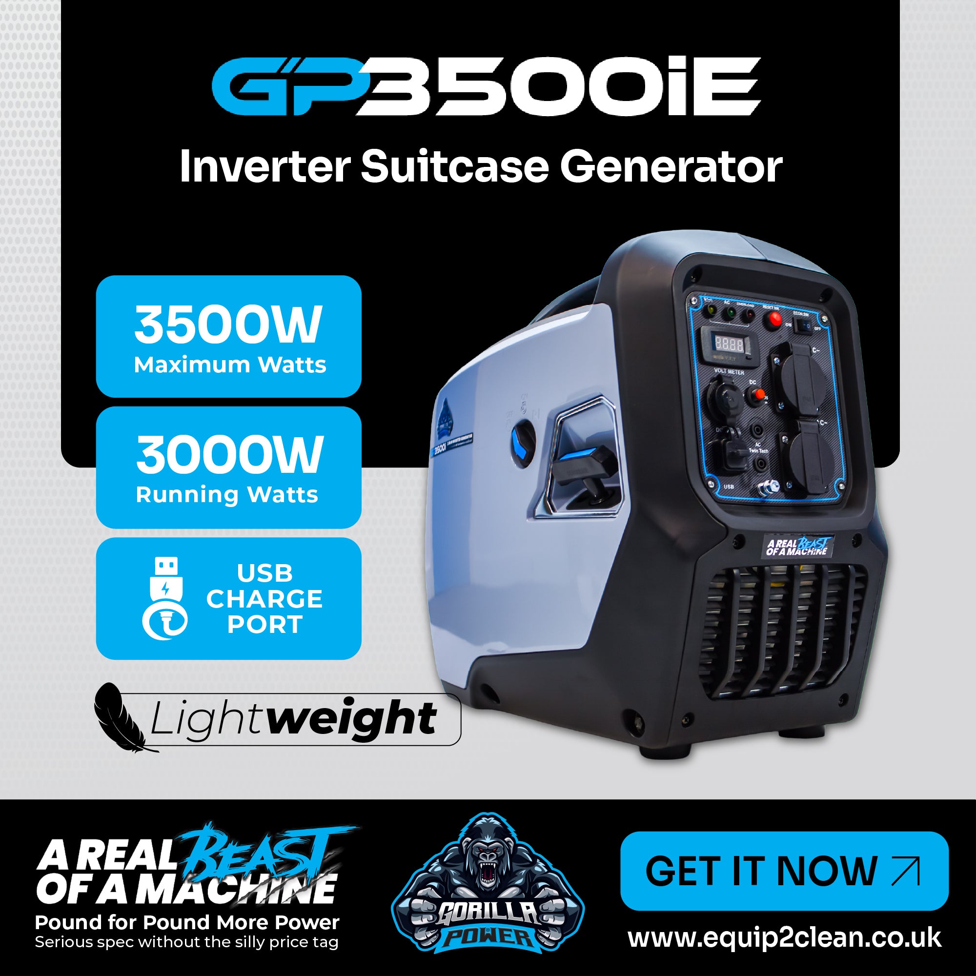 Gorilla Power 3500W Inverter Suitcase Generator - GP3500i – Powerful & Fuel Efficient