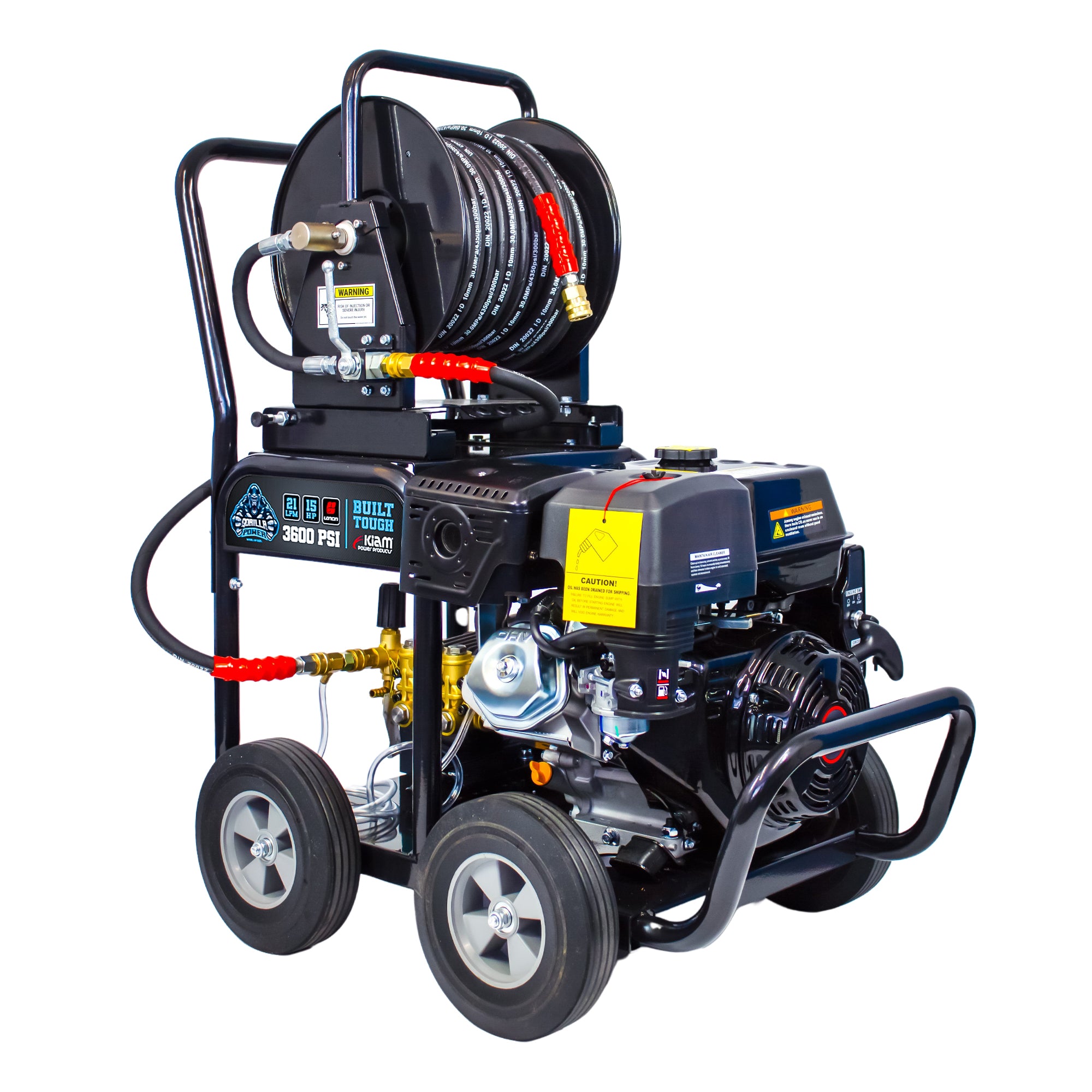 Kiam GORILLA POWER® 3600PSI 21LPM 15HP Petrol Pressure Washer Loncin Engine