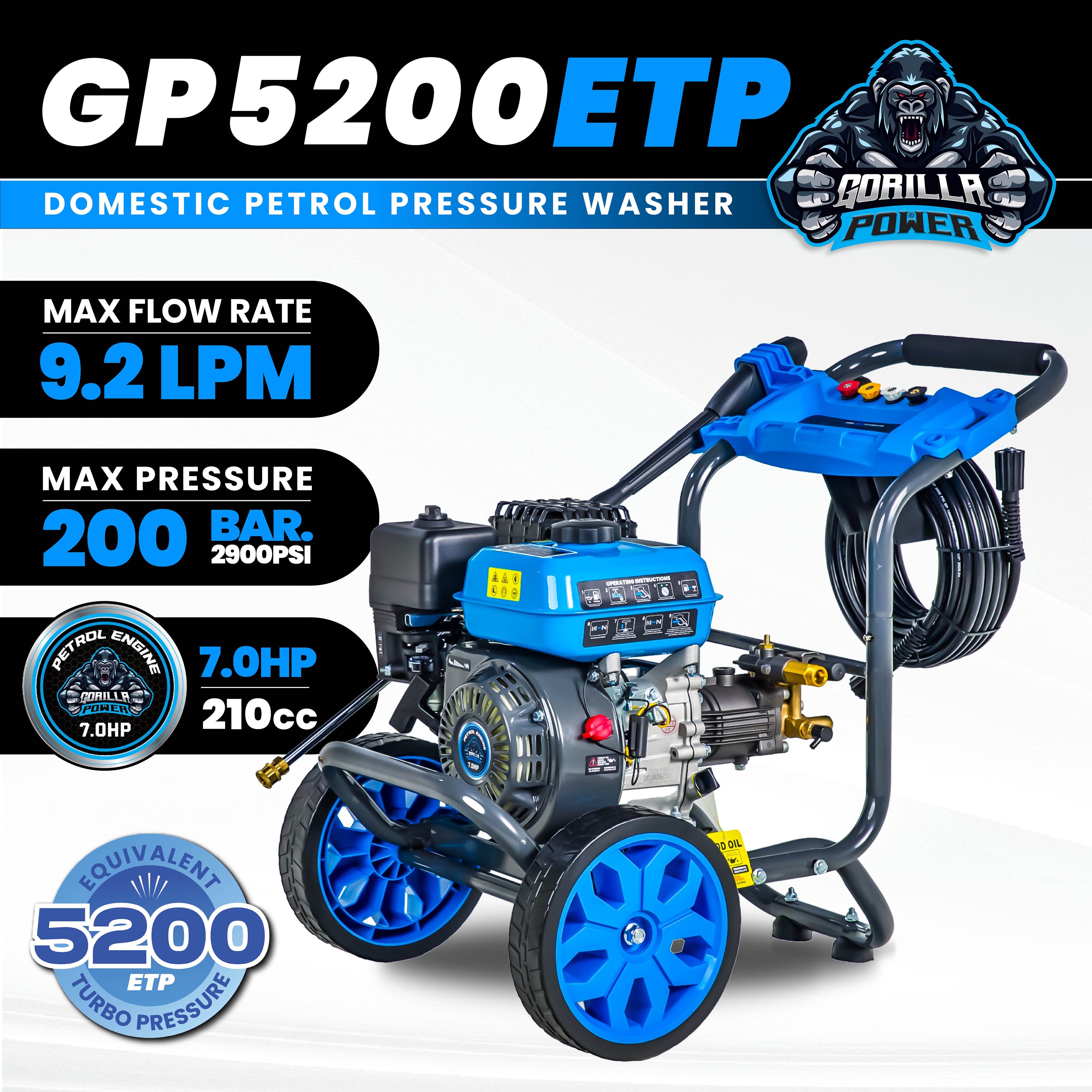 Grade A - Gorilla Power GP5200ETP Petrol pressure Washer