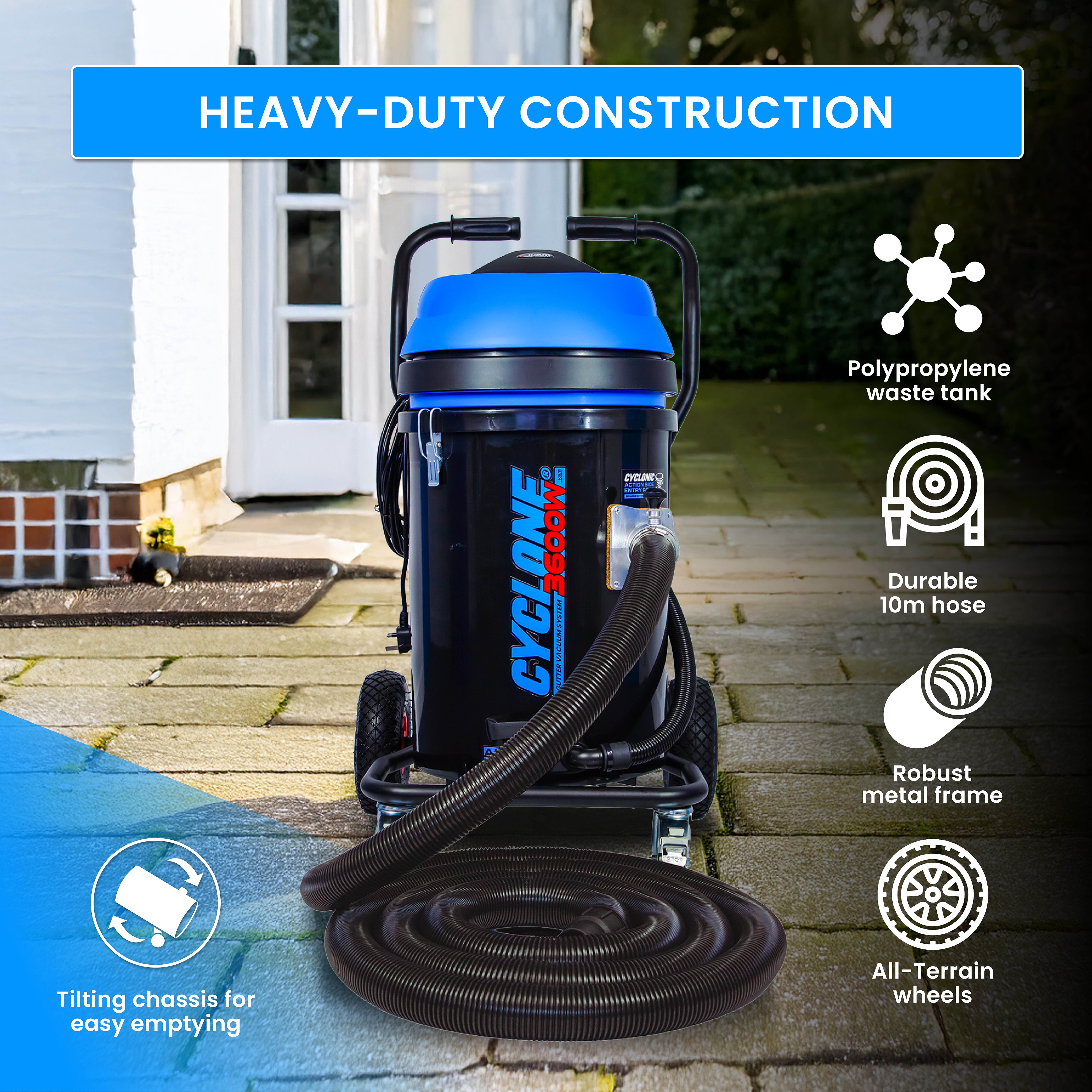 Kiam CYCLONE All Terrain Gutter Vacuum System 3600W 76L Polypropylene (Black) - image 11