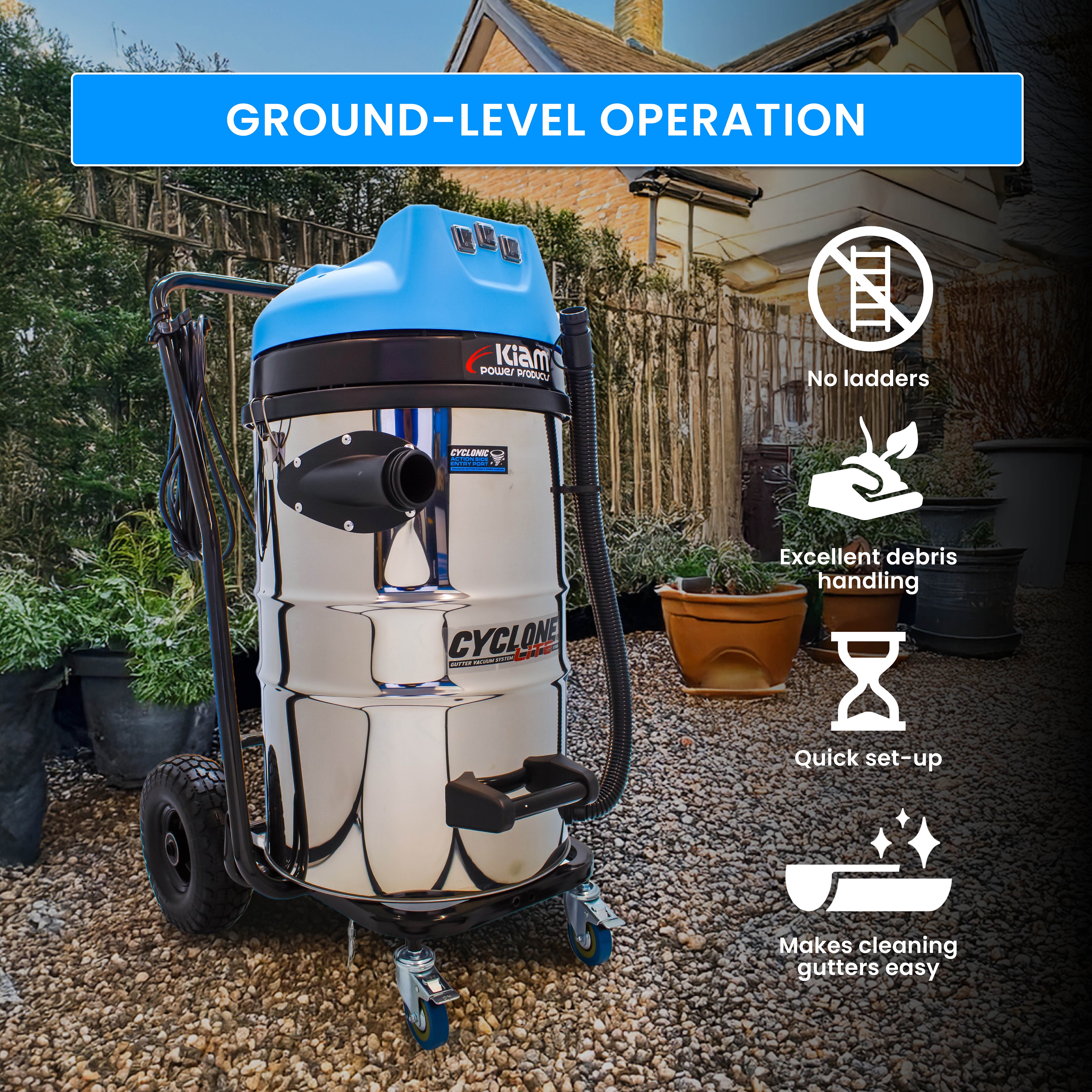 Cyclone Lite® KV80 Gutter Vacuum 3600W - Side Entry