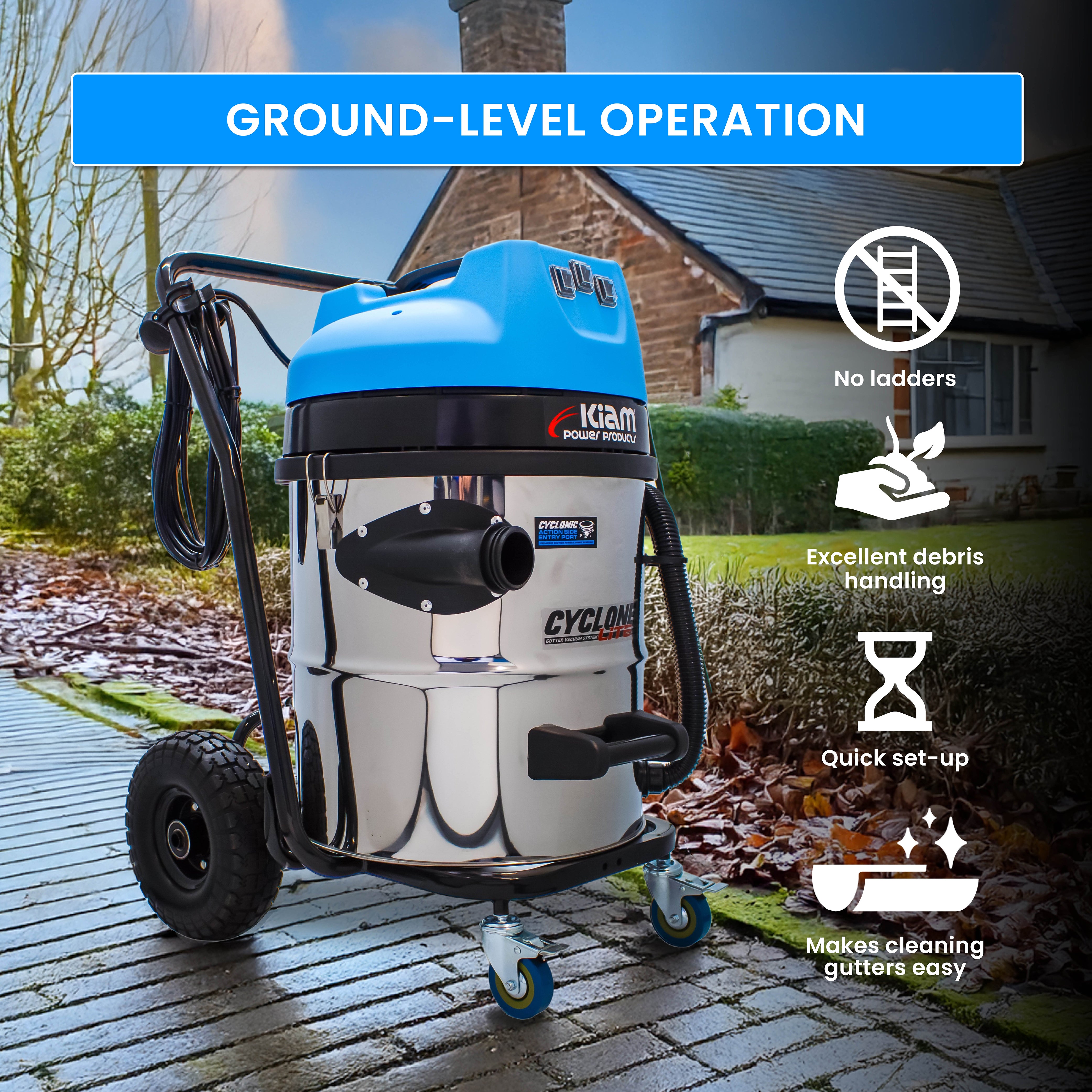 Cyclone Lite® KV60 Gutter Vacuum 3600W - Side Entry