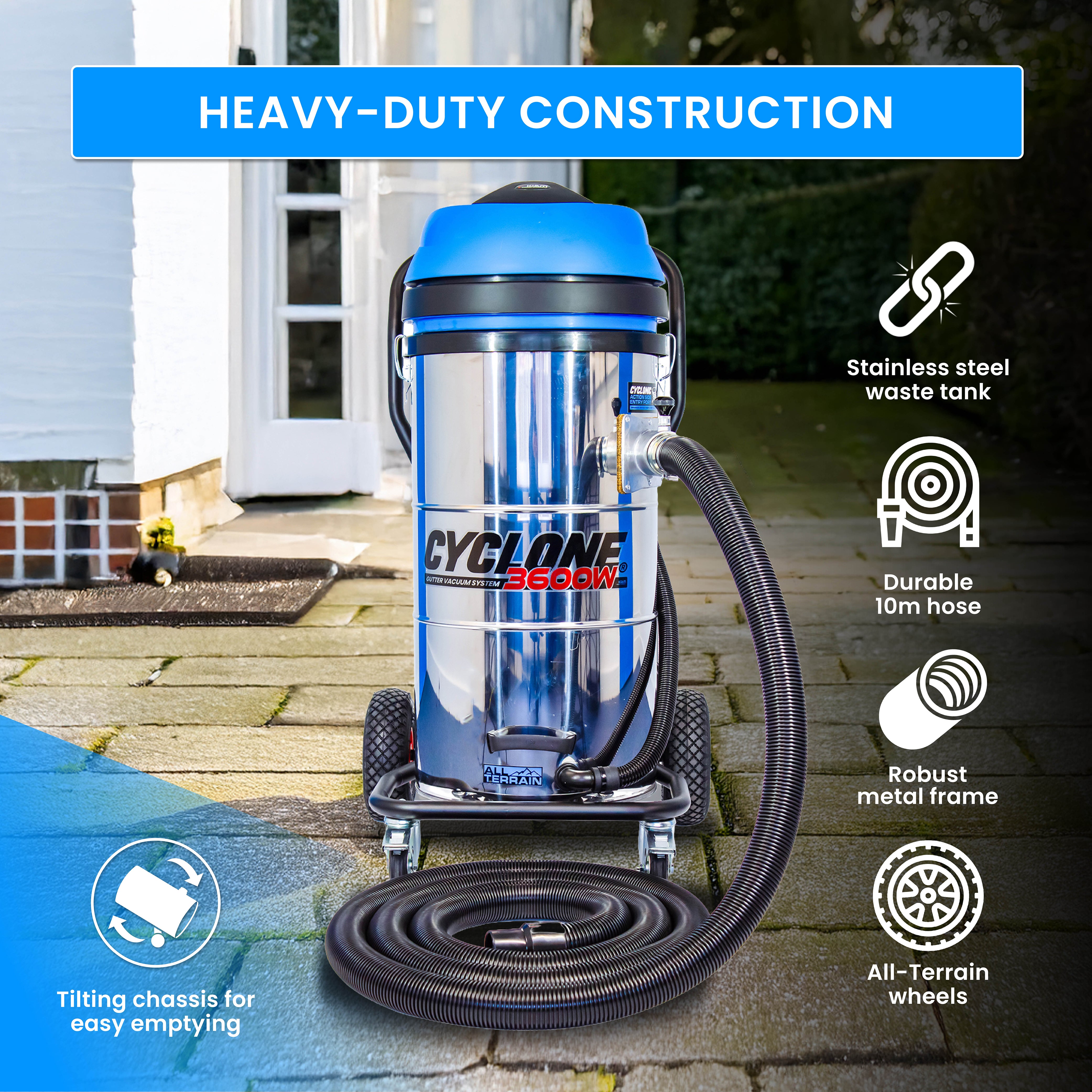 Kiam CYCLONE All Terrain Gutter Vacuum System 3600W 100L Stainless Steel - image 13