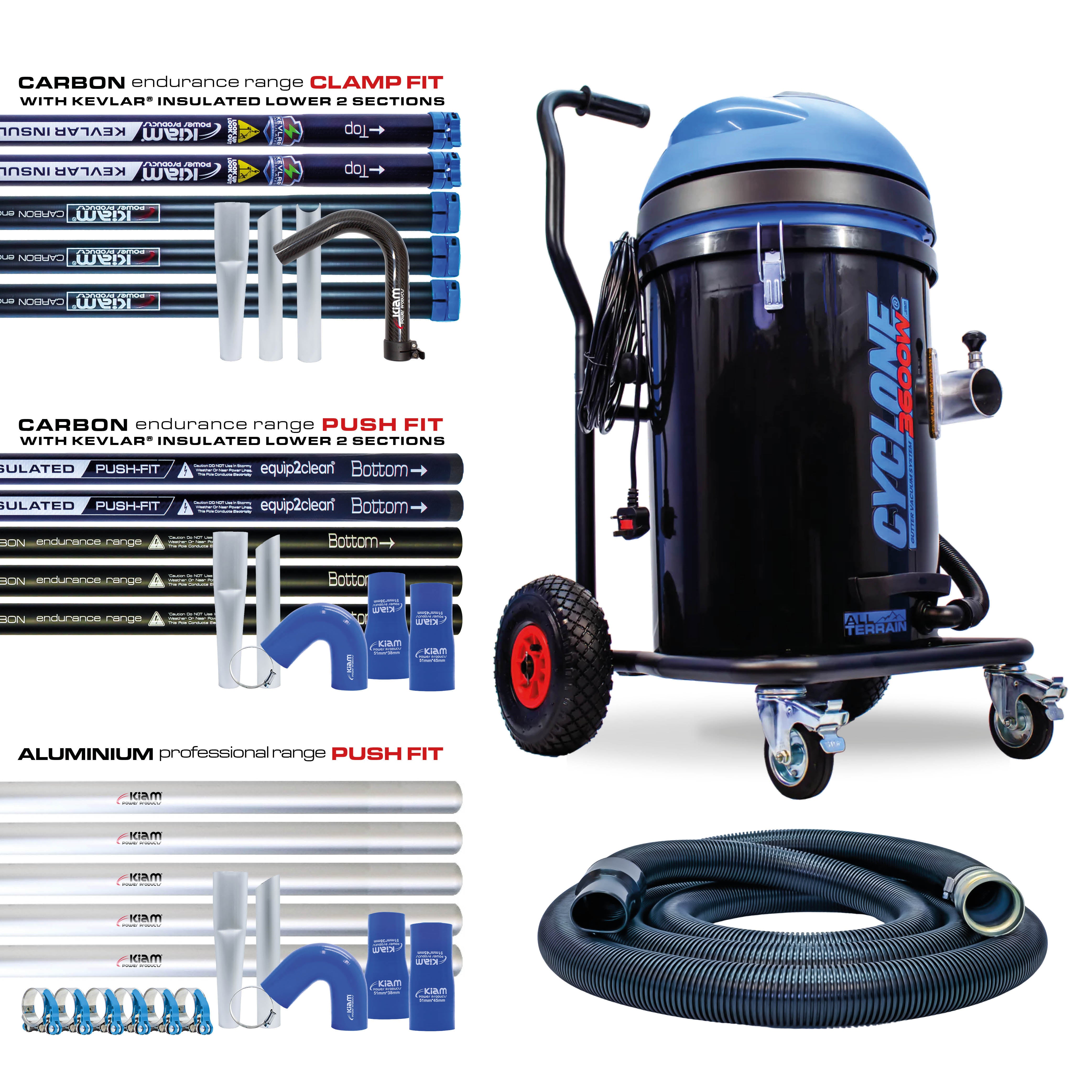 Kiam CYCLONE All Terrain Gutter Vacuum System 3600W 76L Polypropylene (Black)