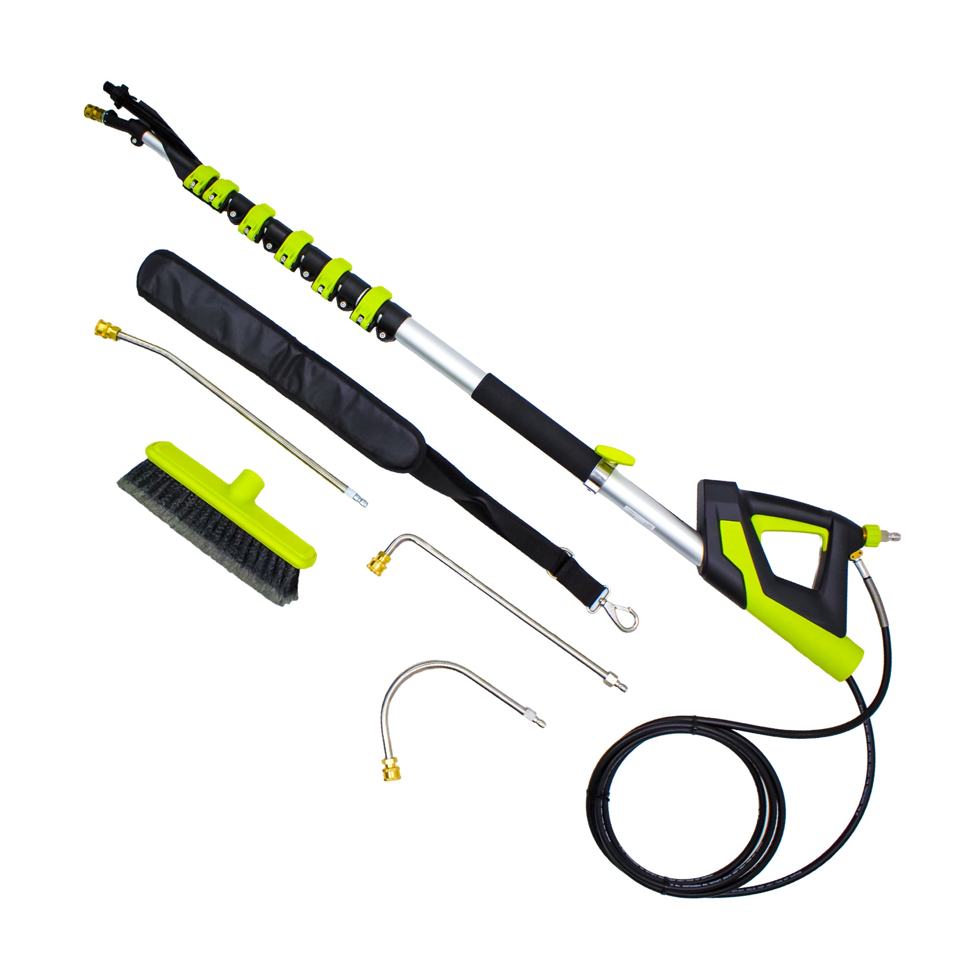5.5m (18') Lightweight Aluminium Telescopic Lance with Brush – 6 Section, 4200 PSI