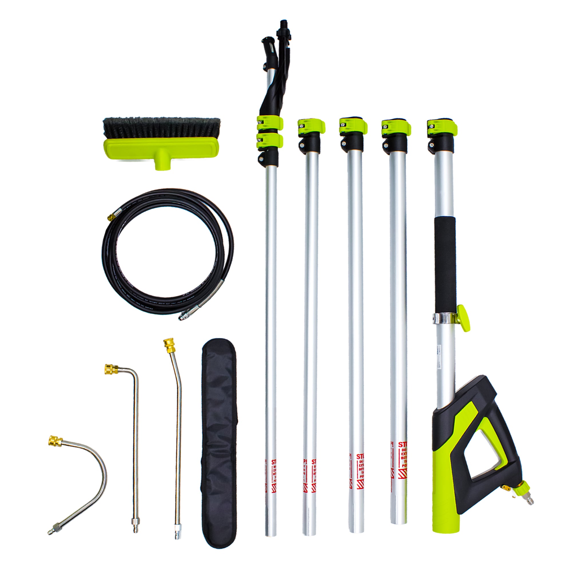 5.5m (18') Lightweight Aluminium Telescopic Lance with Brush – 6 Section, 4200 PSI