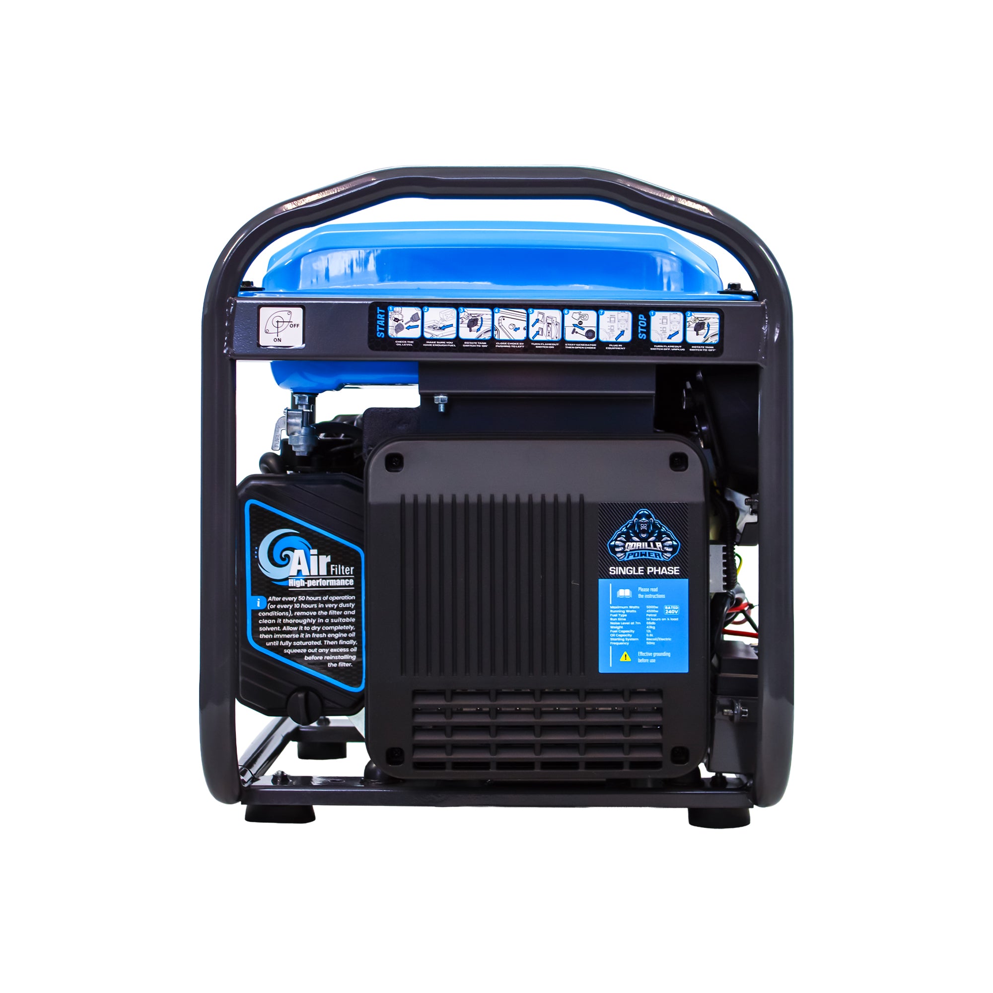 Gorilla Power 5000W Inverter Open Frame Generator with Electric Start - GP5000iE  – Maximum Power & Efficiency