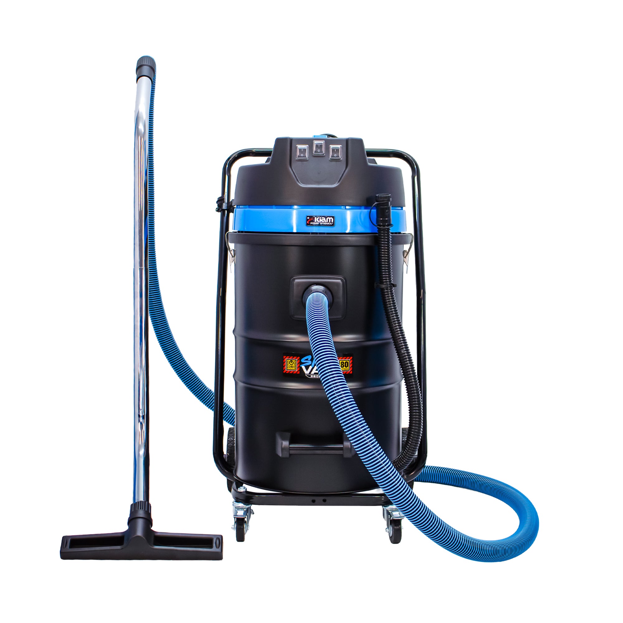 SiteVac KV80-3F – Triple Motor Warehouse Vacuum (3600W) with Front-Mounted Squeegee - side view
