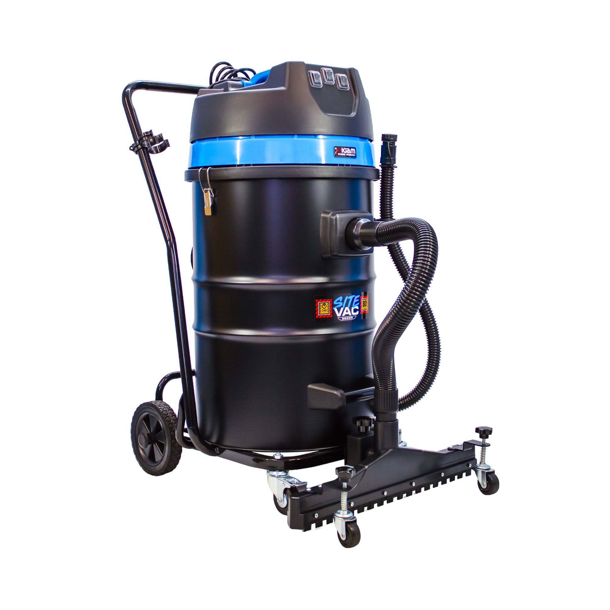 SiteVac KV80-3F – Triple Motor Warehouse Vacuum (3600W) with Front-Mounted Squeegee