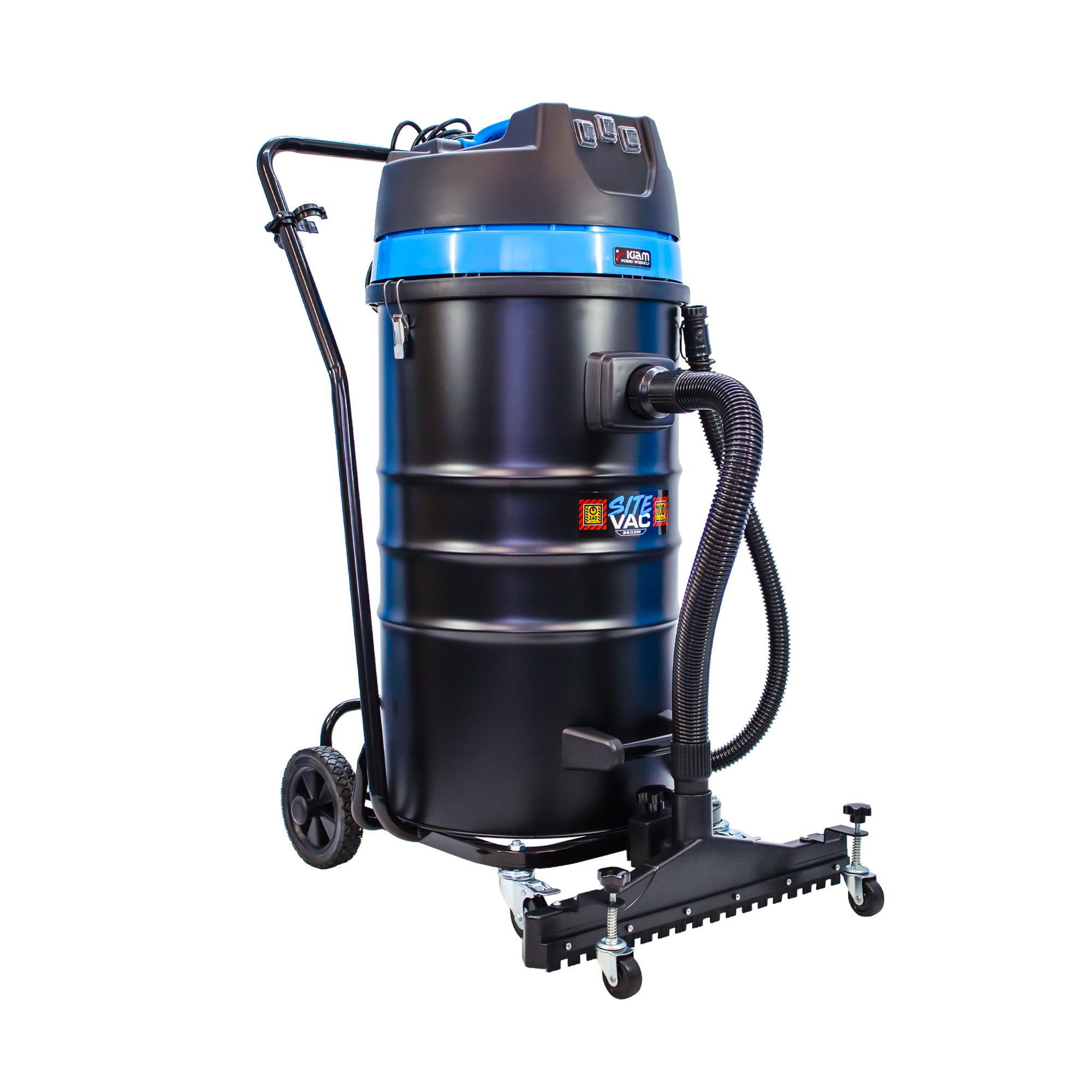 SiteVac® KV100-3F – Triple Motor Warehouse Vacuum (3600W) with Front-Mounted Squeegee