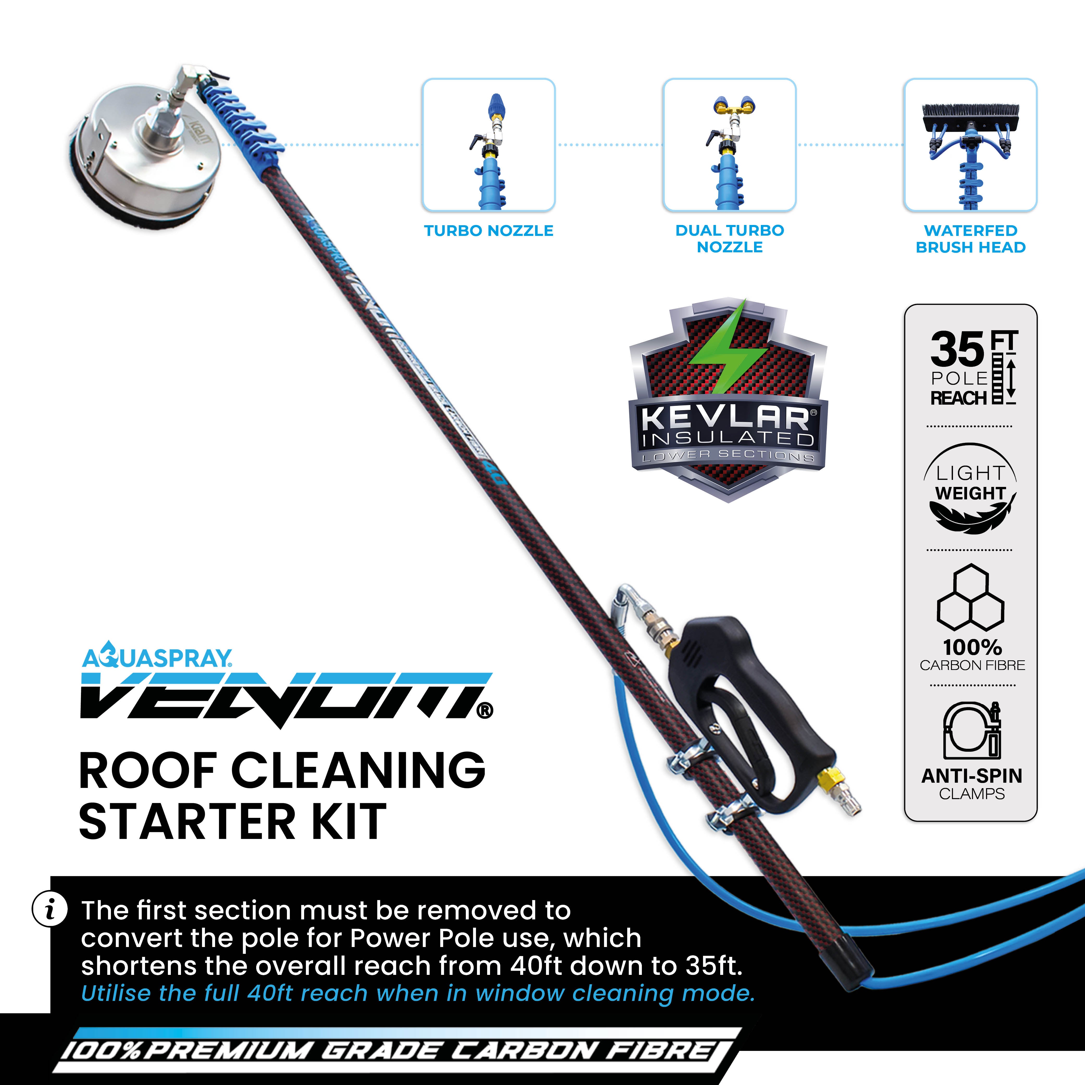 Roof cleaning Starter Package - Venom Power Pole + Surfacepro + Turbo Nozzle