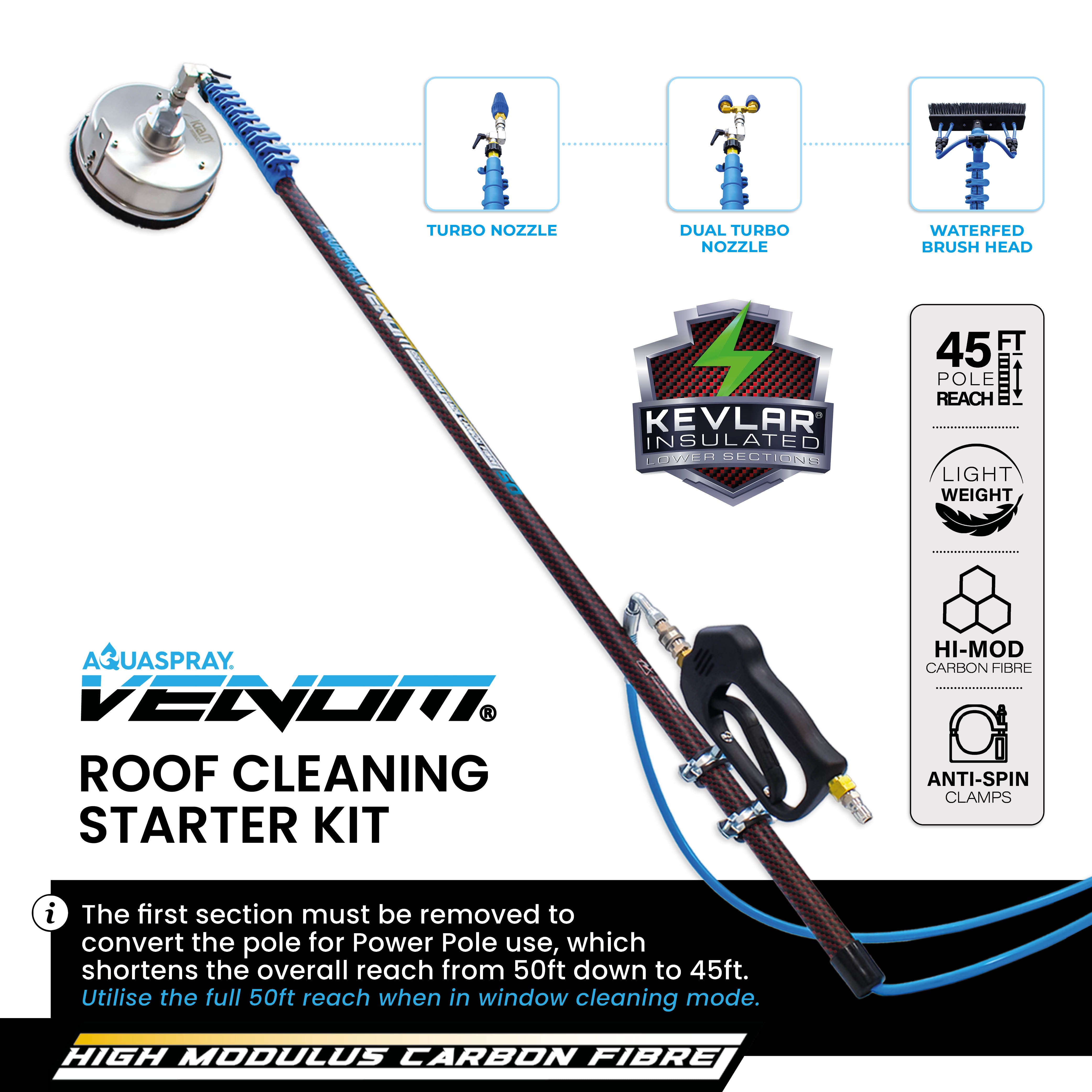 Roof cleaning Starter Package - Venom Power Pole + Surfacepro + Turbo Nozzle
