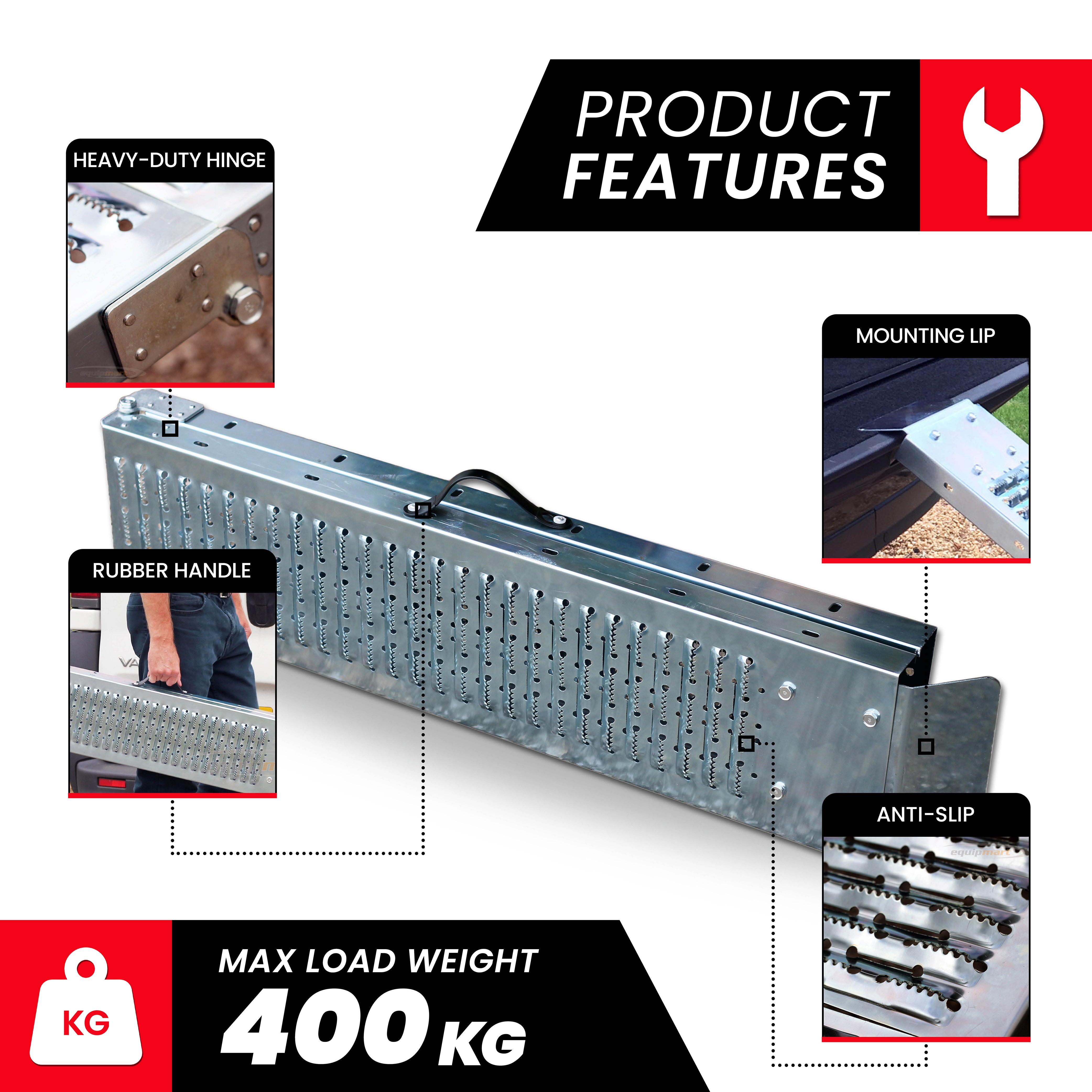 Folding Ramp Twinpack 180cm (folds to 90cm) for Motorcycles, Motorbikes, Wheelchairs, Mobility Scooter (200kg Load)