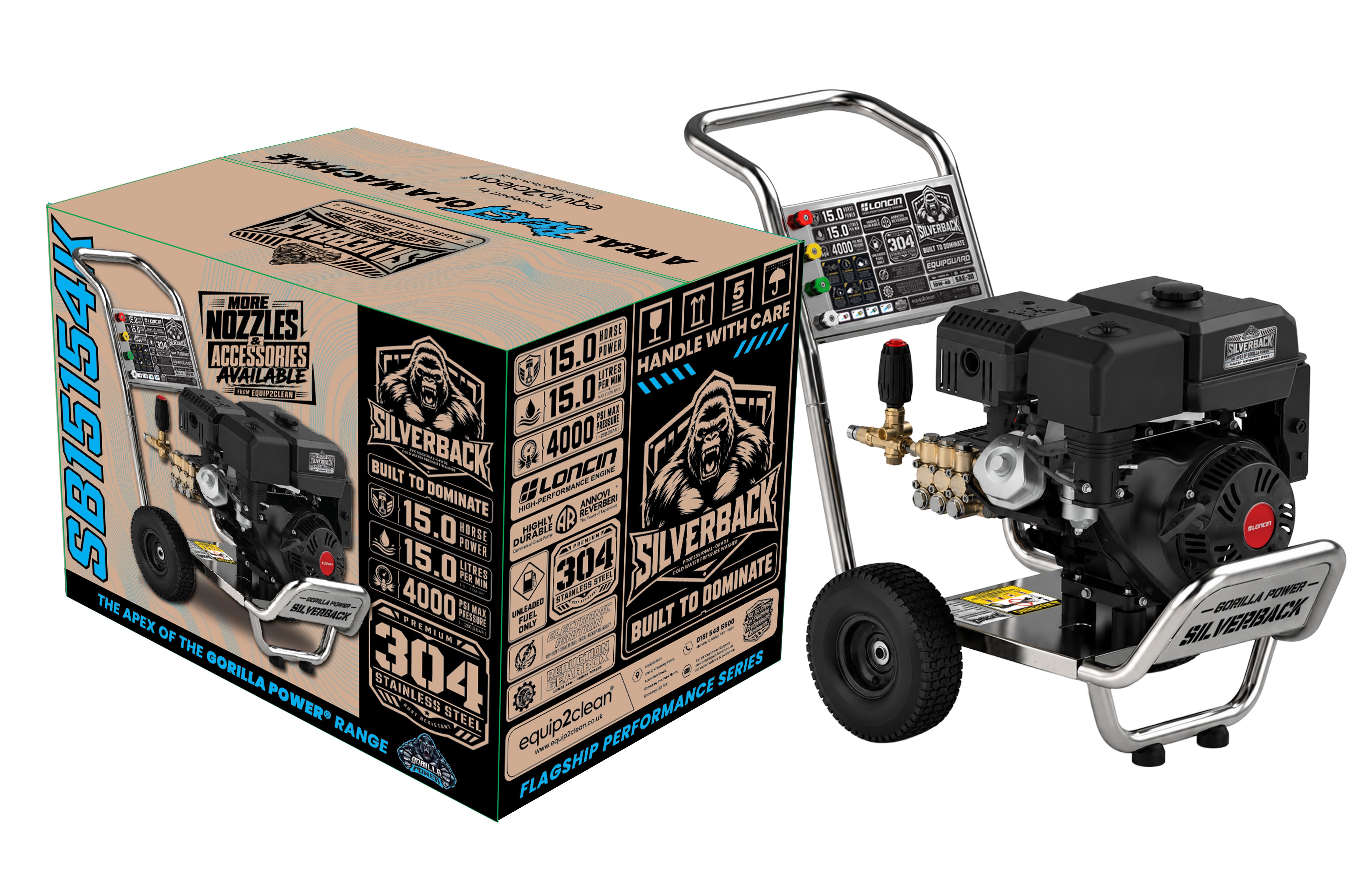 SILVERBACK 21 LPM 200 Bar Petrol Pressure Washer | AR Pump | Electric Start
