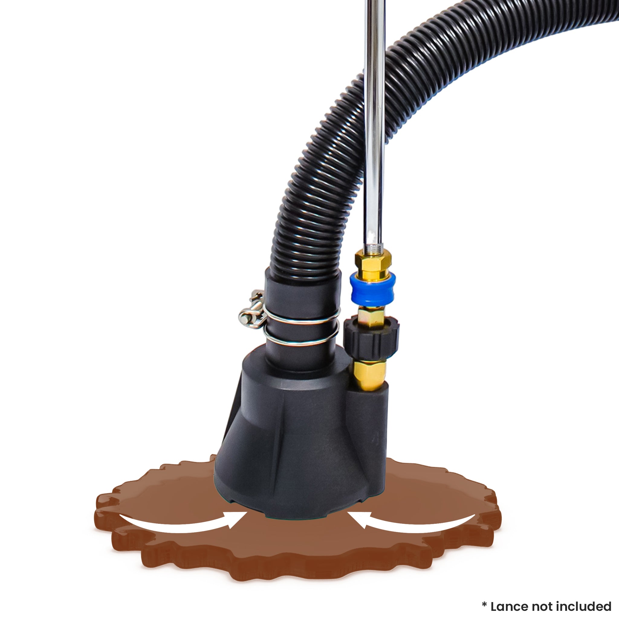 Mud Sucker Hose Pressure Washer Attachment (5 Metre Hose) - in use