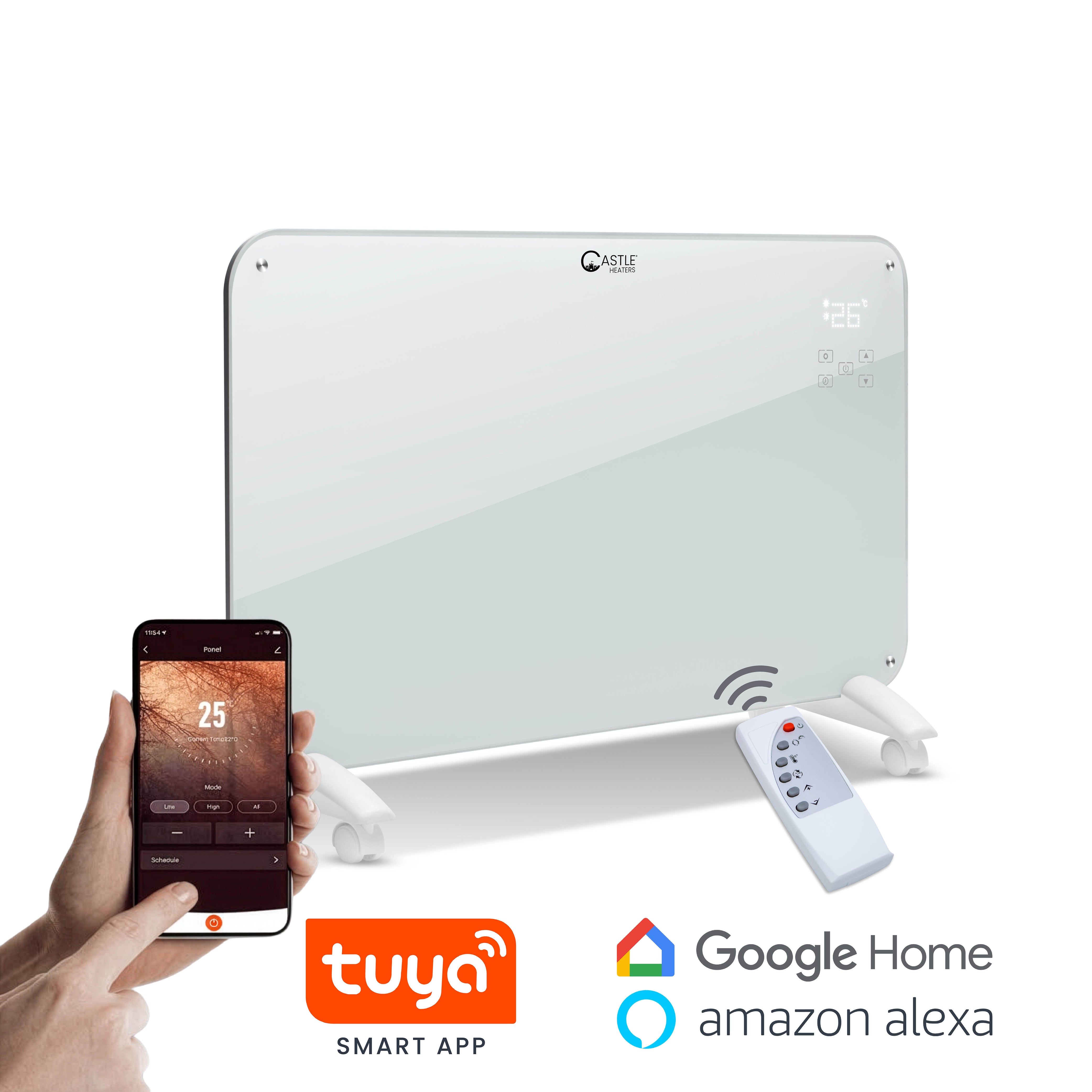 Designer Electric Glass Panel Heater 1000W With Smart WIFI Alexa, Remote Control and Timer - NR10