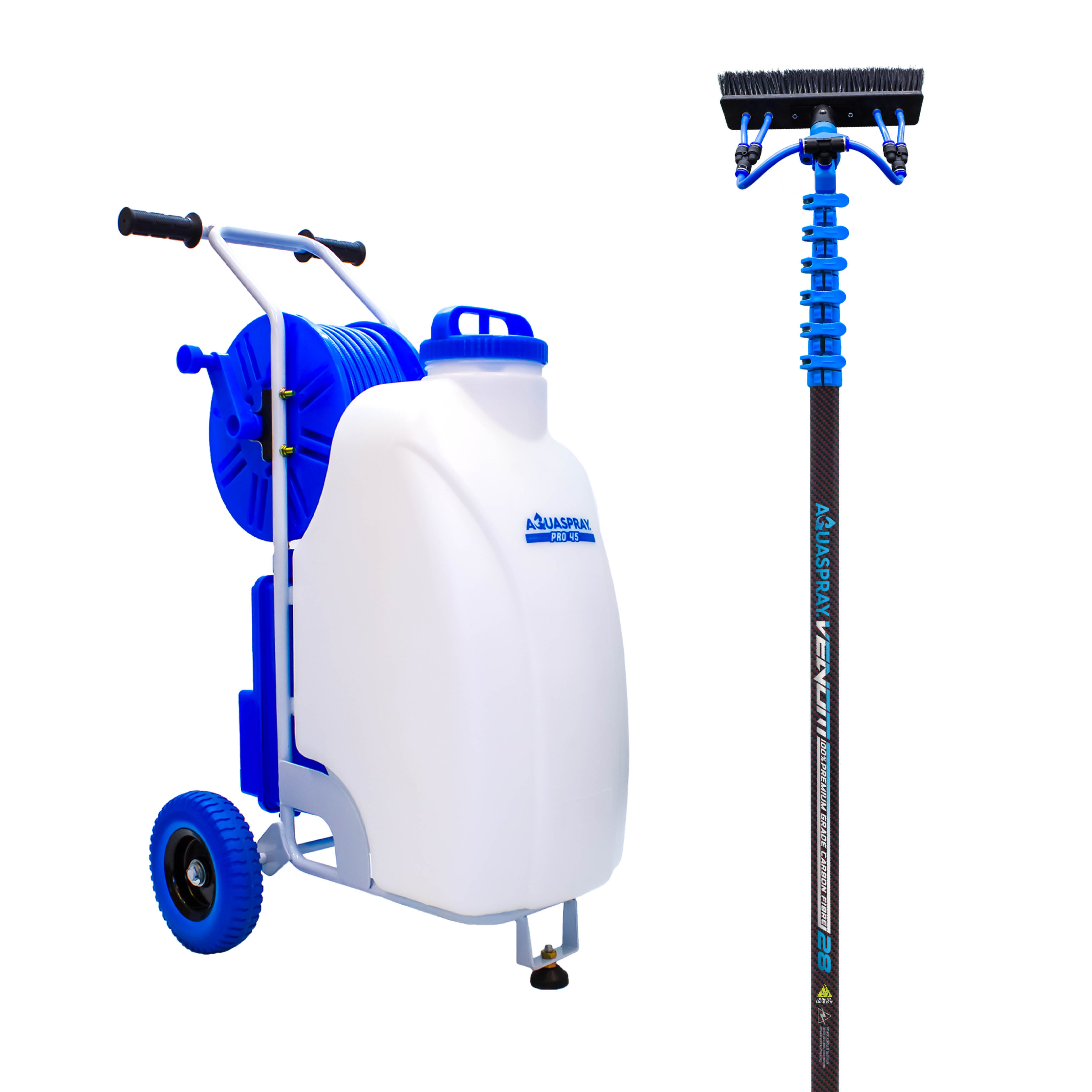 Aquaspray Pro 45L Battery-Operated Water Spray Tank with 28FT Carbon Pole