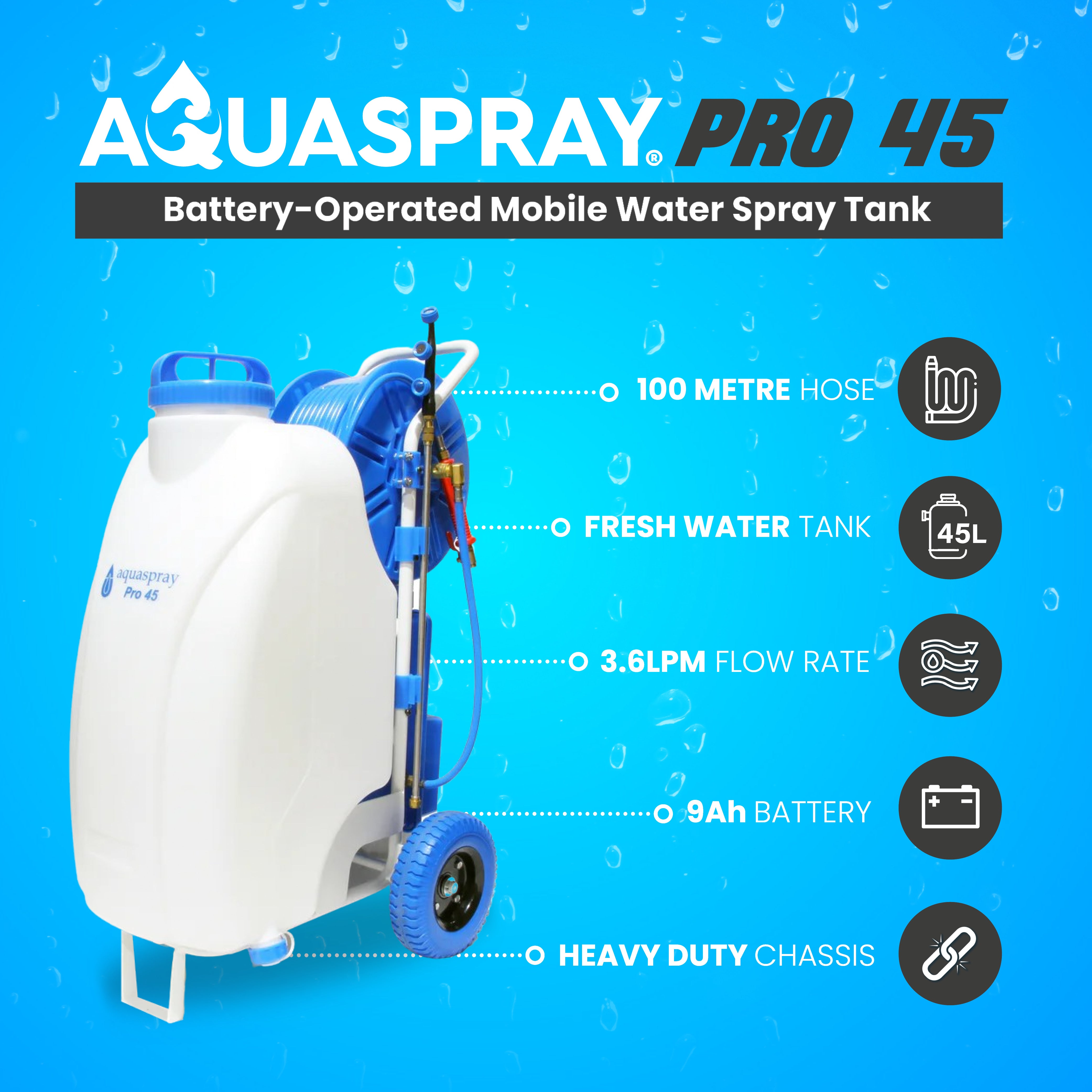 GRADE A Aquaspray Pro 45L Battery-Operated Water Spray Tank - additional view