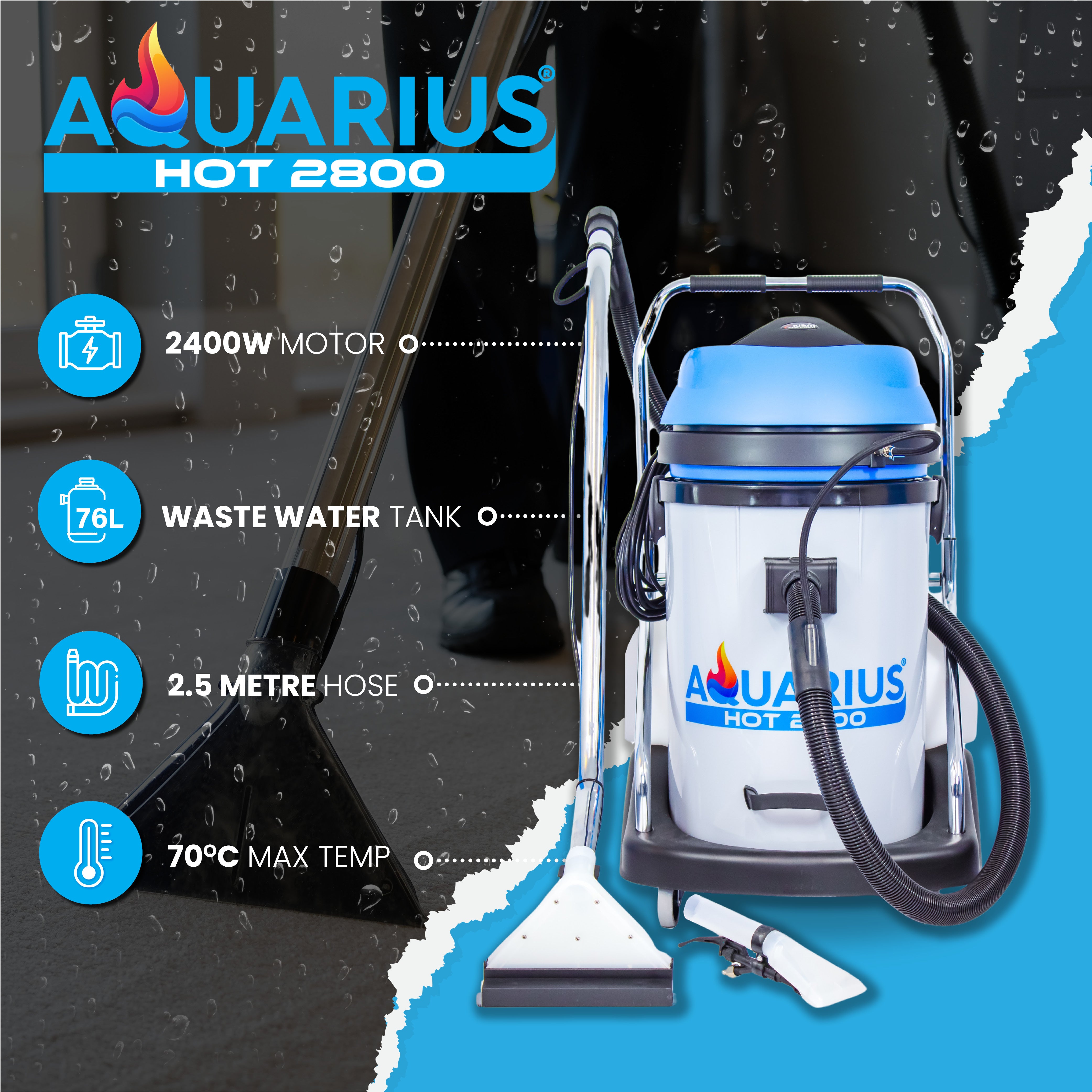 Aquarius Hot 2800 Professional Hot Water Carpet and Upholstery Cleaner