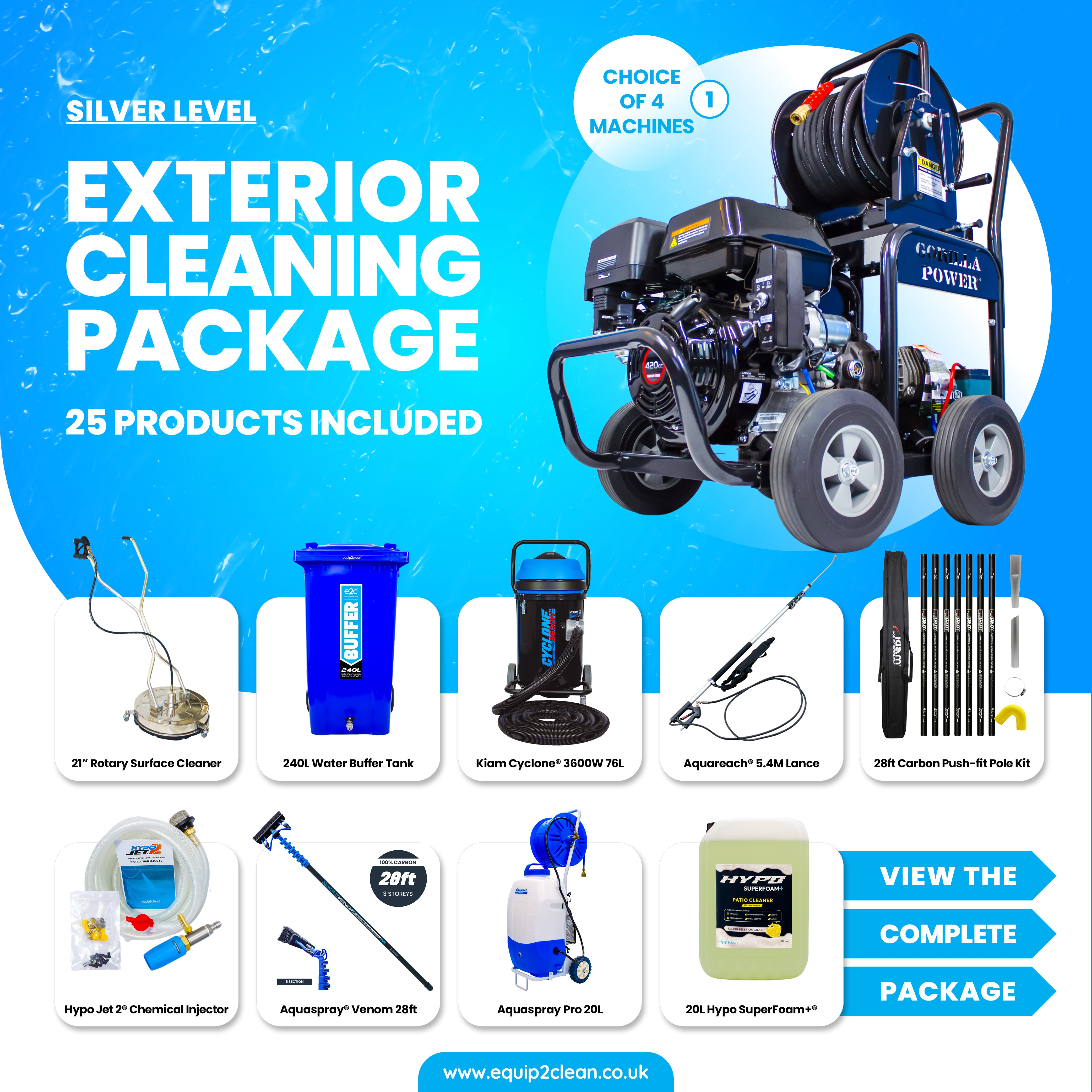 SILVER Exterior Cleaning Business Start-Up Package - Pressure washing, Gutter, Window, Roof cleaning equipment