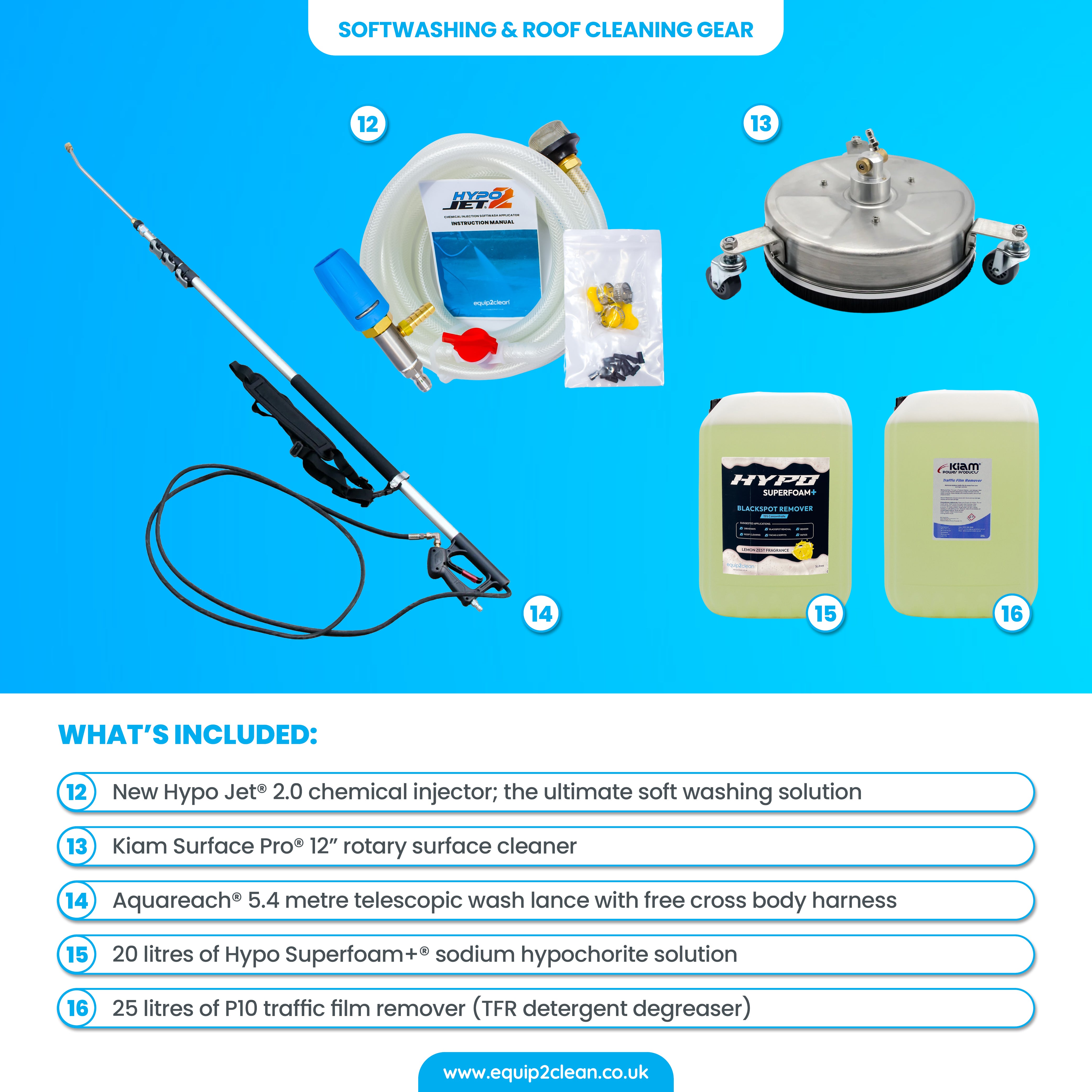 SILVER Exterior Cleaning Business Start-Up Package - Pressure washing, Gutter, Window, Roof cleaning equipment