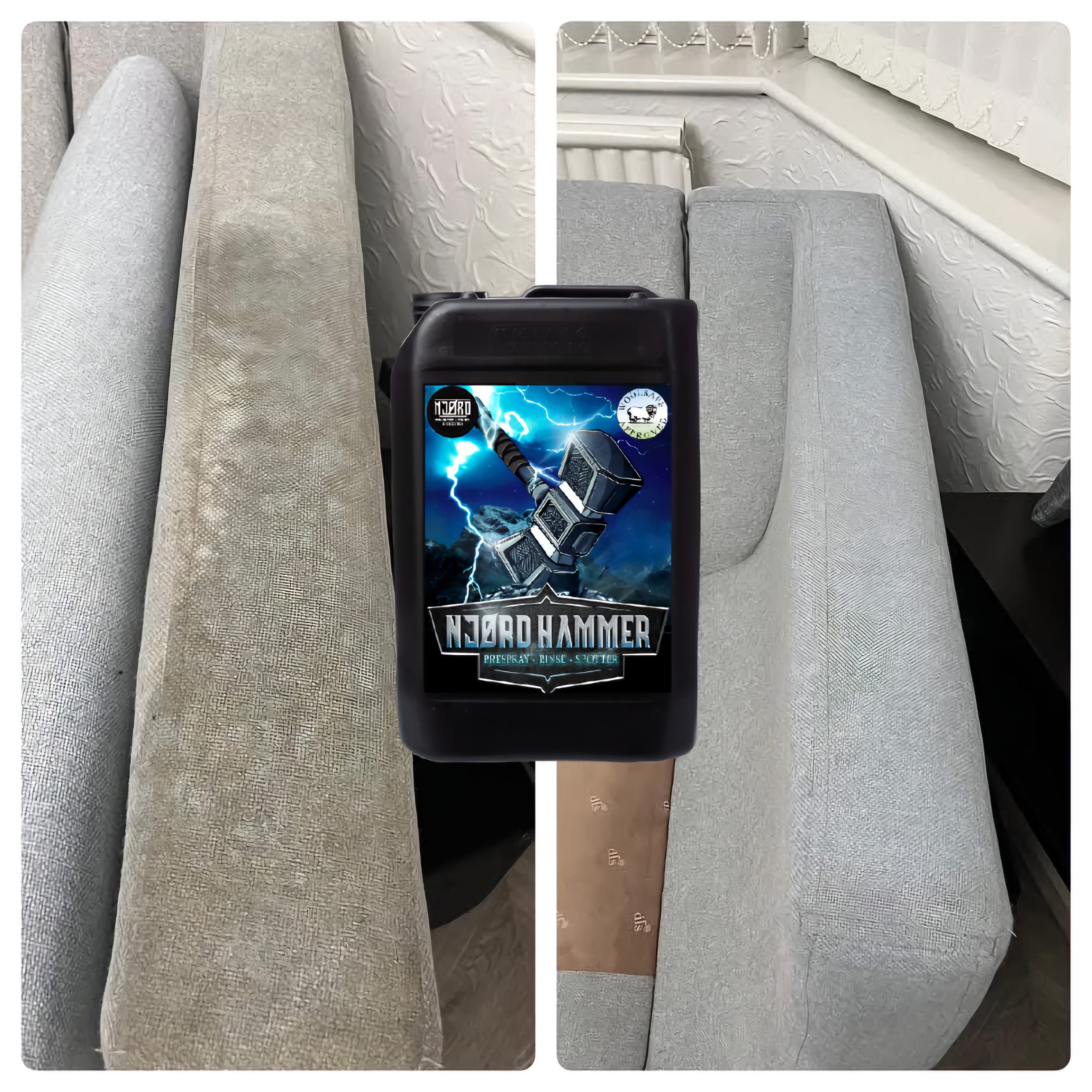 NJORD HAMMER Professional Alkaline Carpet & Upholstery Cleaner - in use