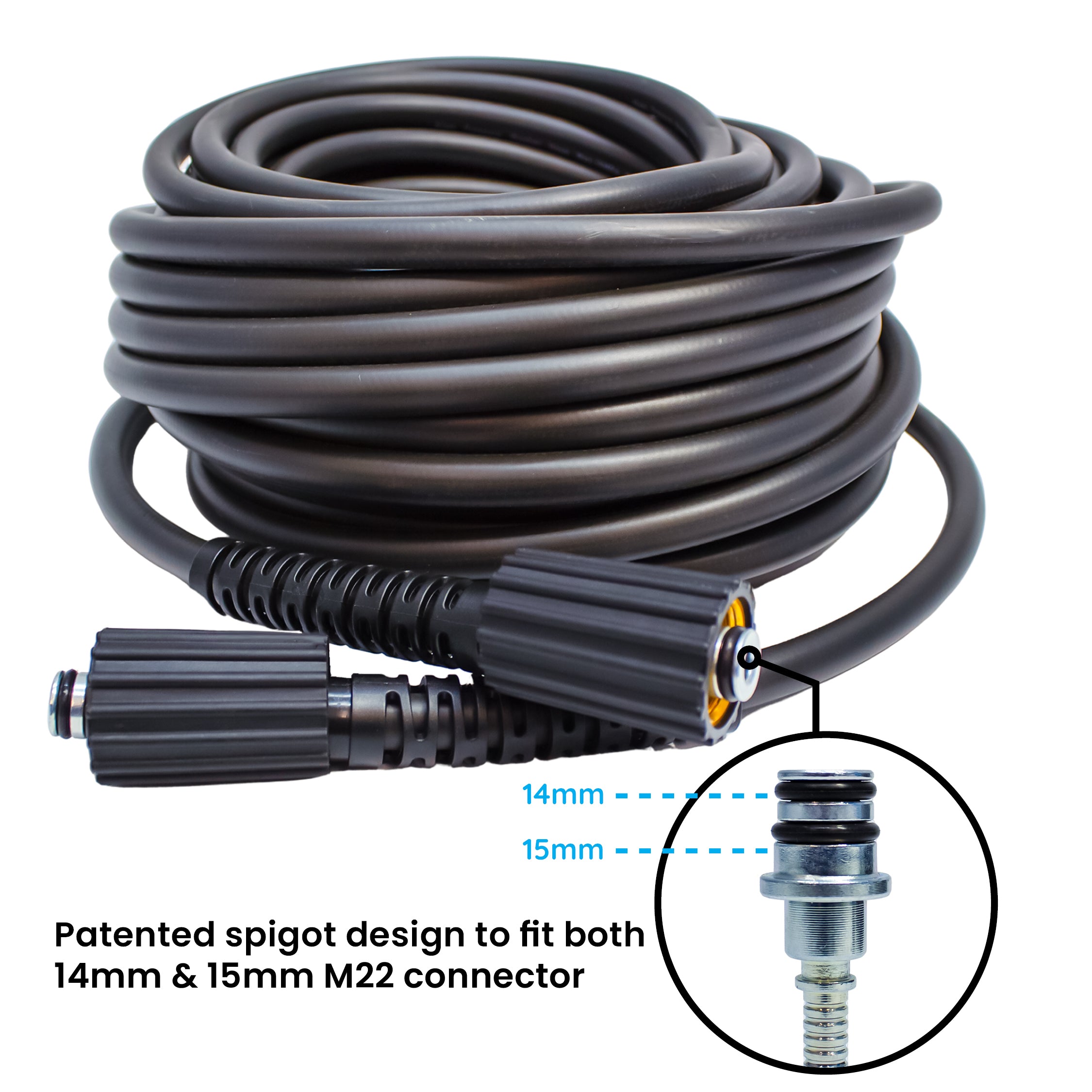 M22 Female - M22 Female 14mm & 15mm "Stepped Spigot" Coupling Pressure Washer Hose (22mm)