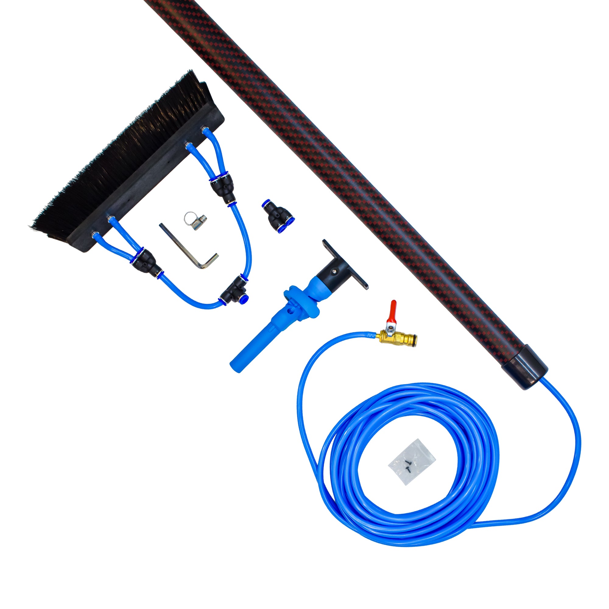 Aquaspray® Venom 25ft Hybrid 50% Carbon, 50% Fiberglass Waterfed Window Cleaning Pole – 5 Sections