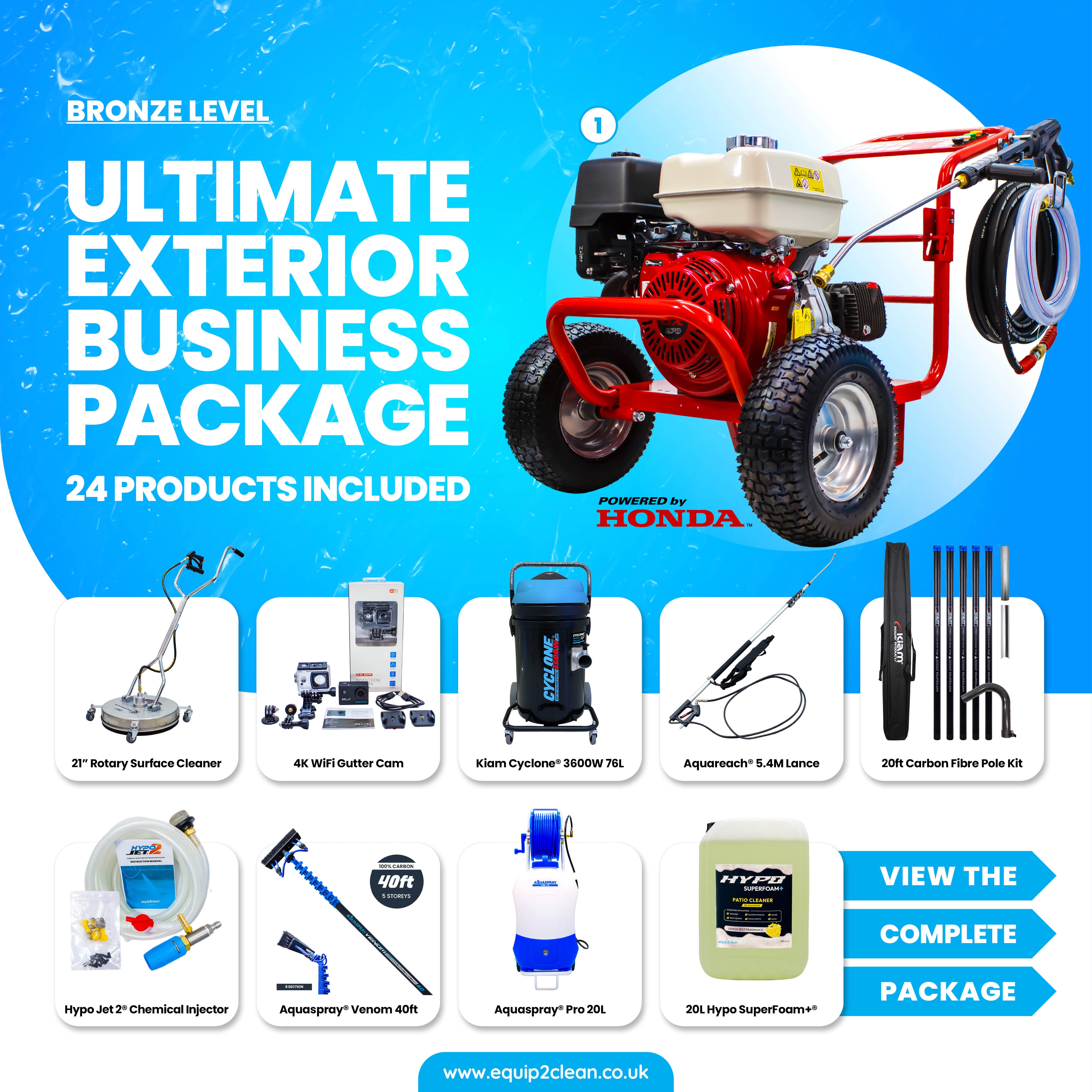 Bronze - Ultimate Honda Exterior Cleaning Business Start-Up Package - Pressure Washing, Gutter, Window, Roof Cleaning Equipment