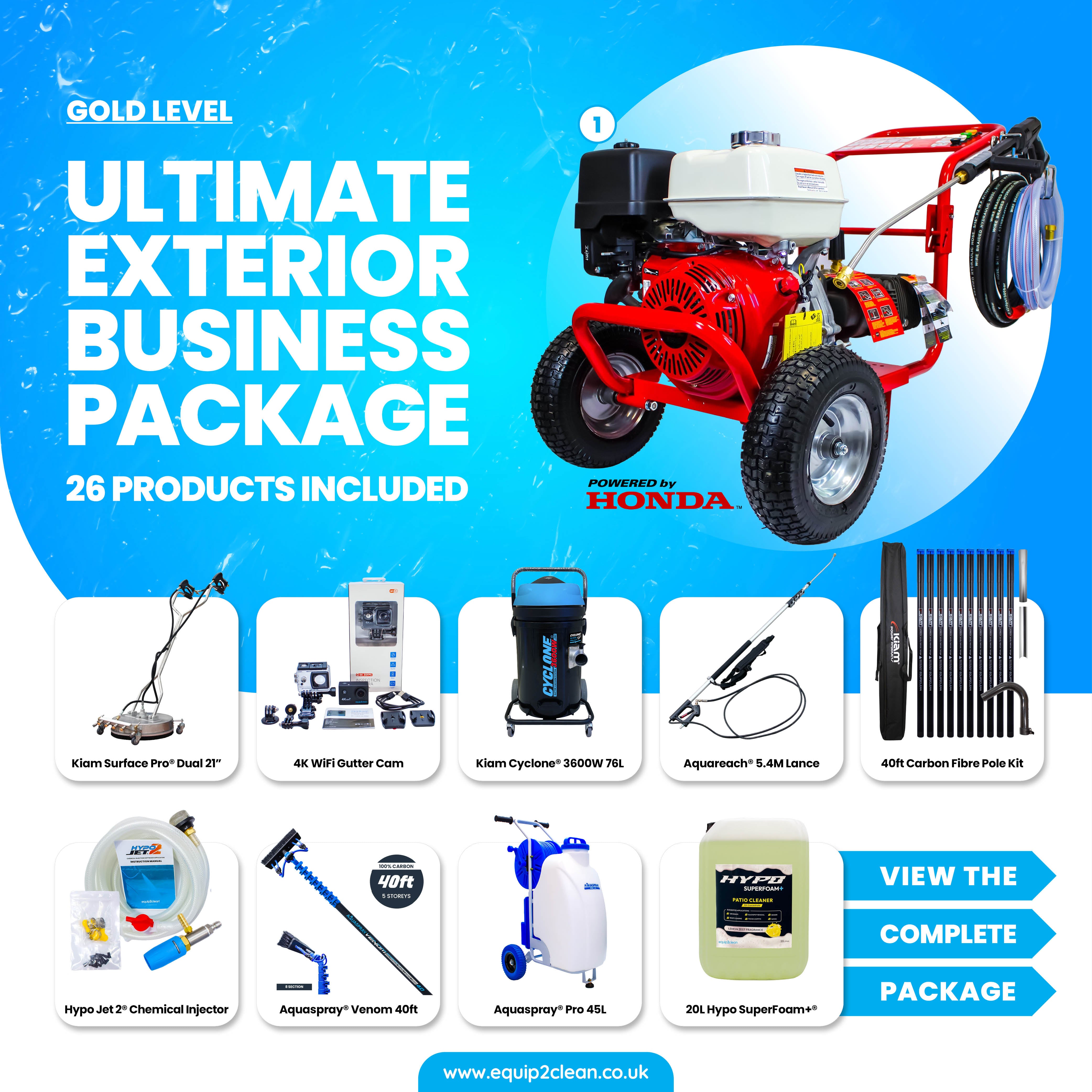 Gold - Ultimate Honda Exterior Business Start-Up Package - Pressure washing, Gutter, Window, Roof cleaning equipment
