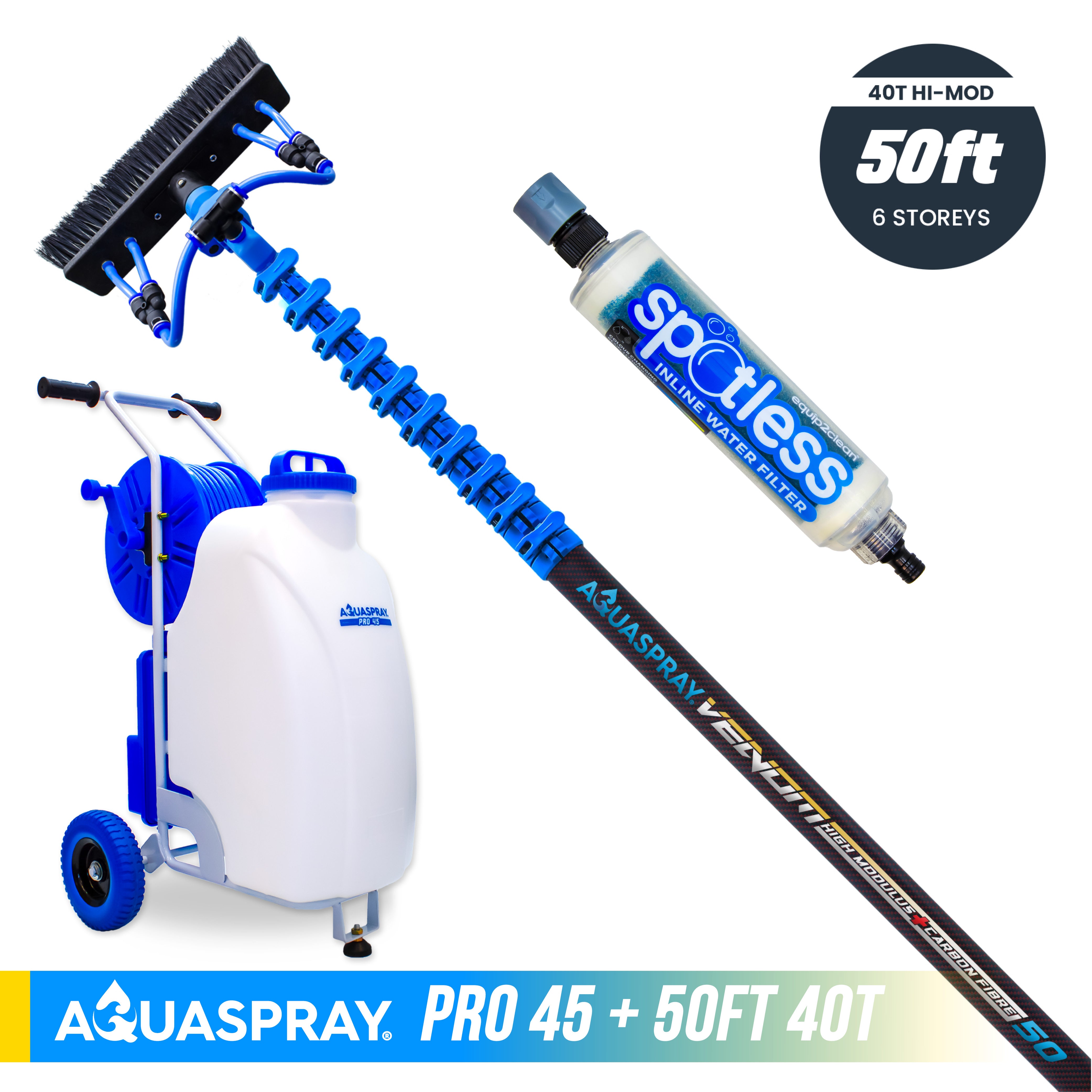 Aquaspray® Venom High-Mod Carbon Fibre Water-Fed Pole & Spray Tank Pack | 22ft–50ft