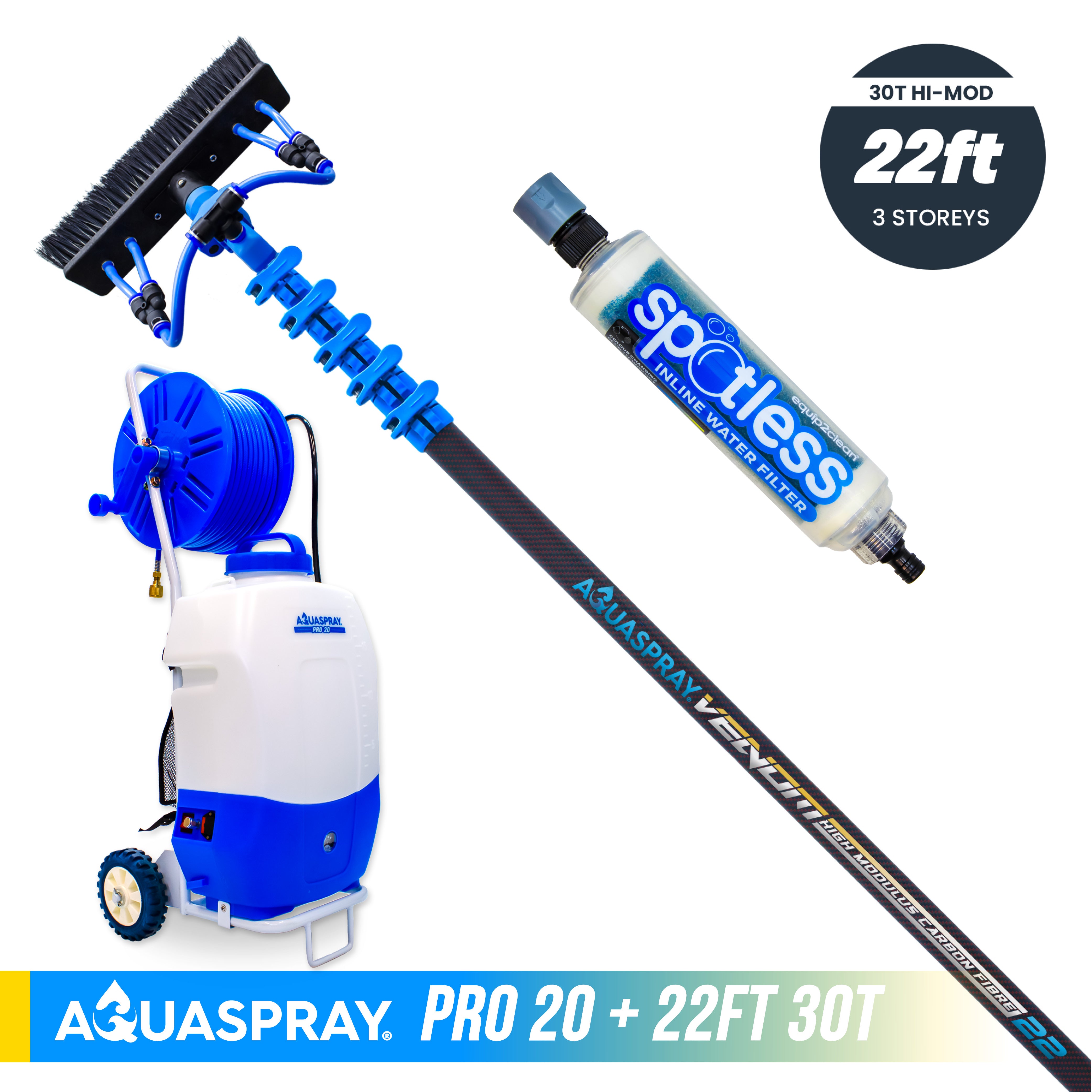 Aquaspray® Venom High-Mod Carbon Fibre Water-Fed Pole & Spray Tank Pack | 22ft–50ft