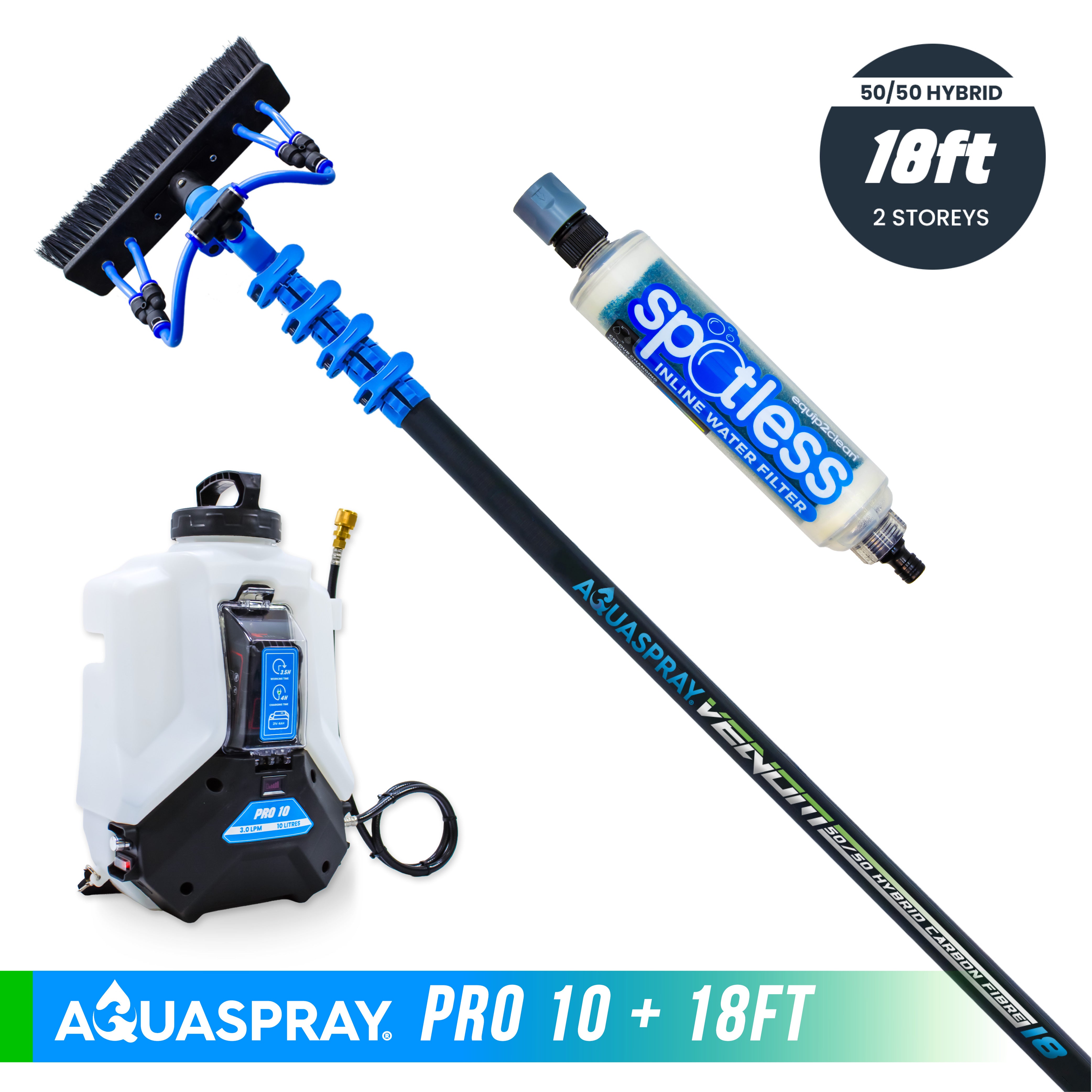 Aquaspray® Venom 50/50 Hybrid Water-Fed Pole & Spray Tank Pack | 18ft–30ft