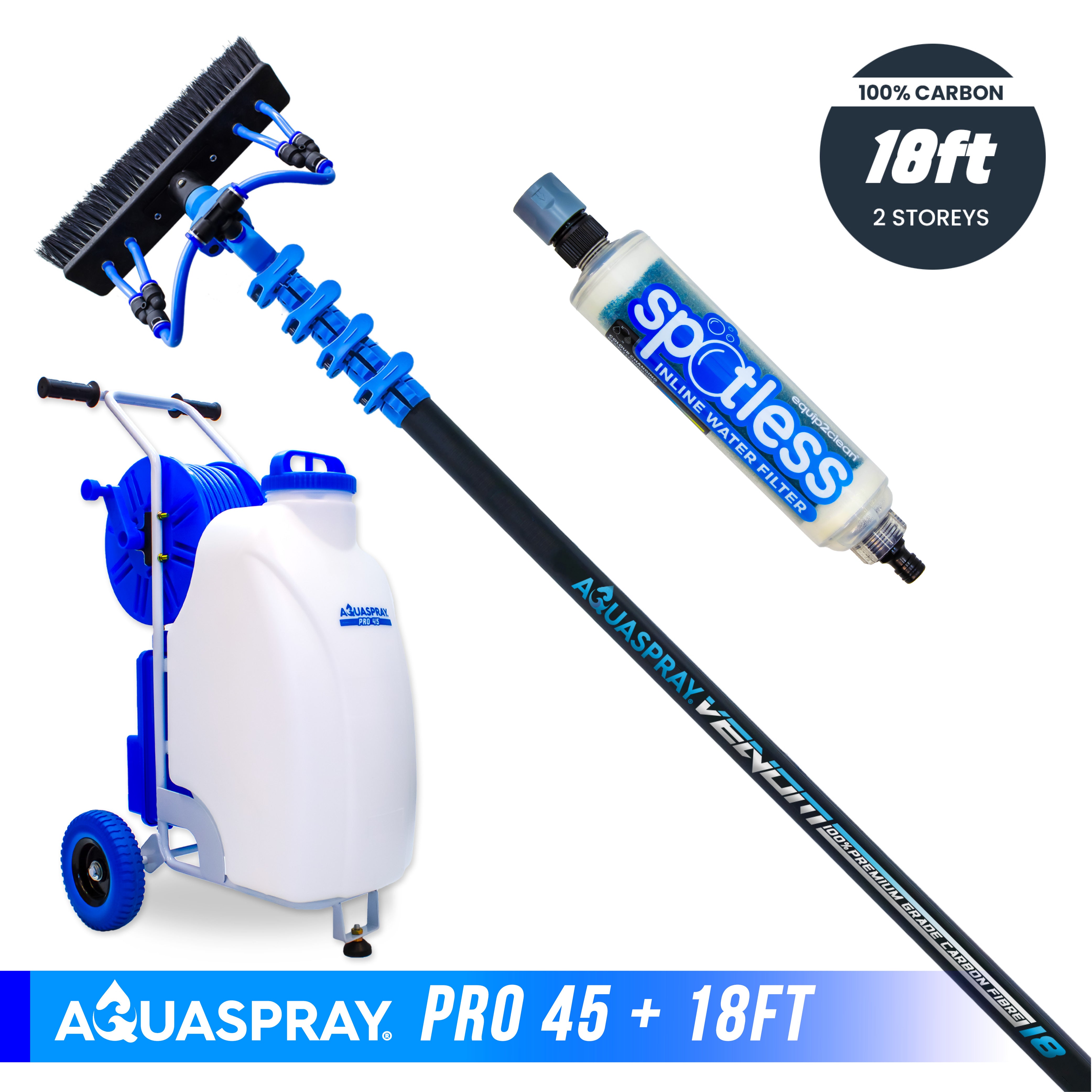 Aquaspray® Venom 100% Carbon Fibre Water-Fed Pole & Spray Tank Pack | 18ft–22ft
